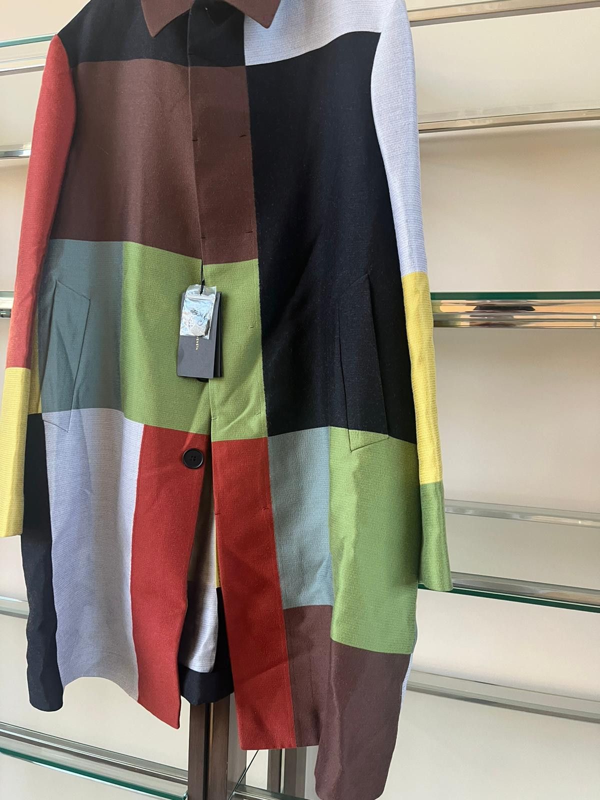 Bottega Veneta Colorblock Wool Silk Coat in Multicolor Size US L / EU 52-54 / 3 - 9 Thumbnail
