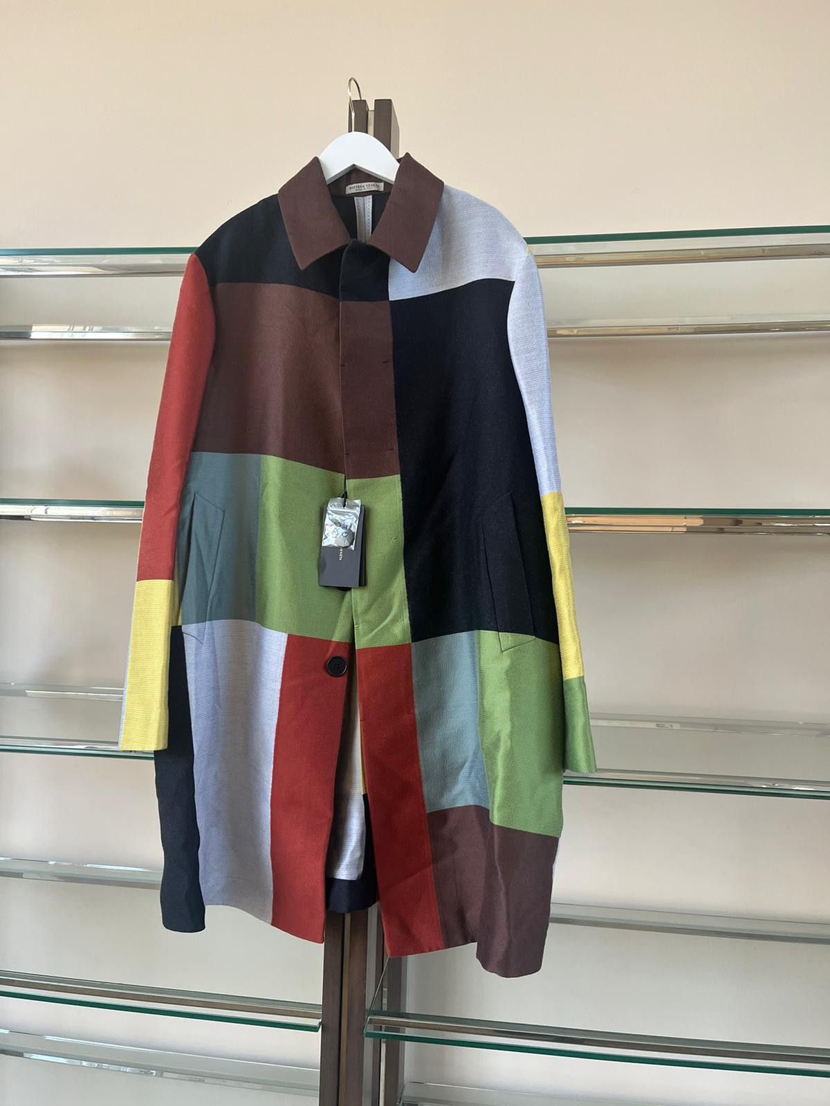 Bottega Veneta Colorblock Wool Silk Coat in Multicolor Size US L / EU 52-54 / 3 - 10 Thumbnail