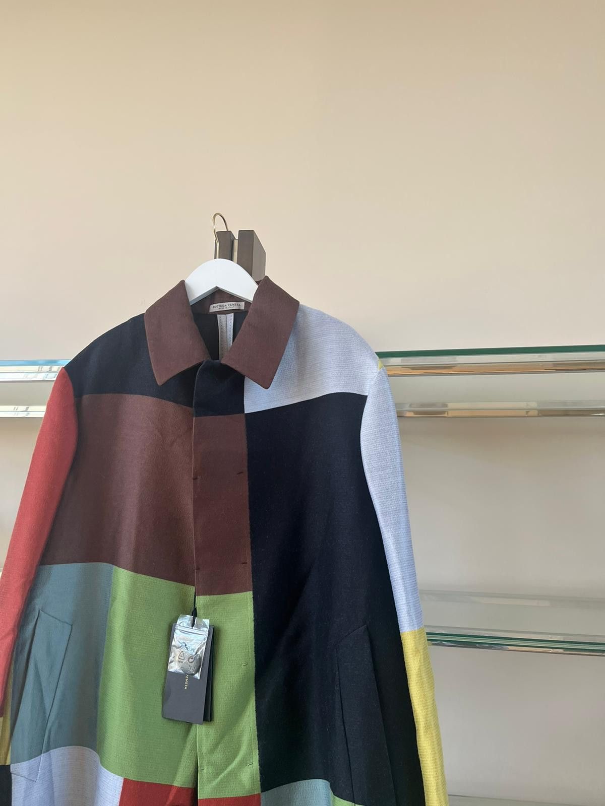 Bottega Veneta Colorblock Wool Silk Coat in Multicolor Size US L / EU 52-54 / 3 - 7 Thumbnail