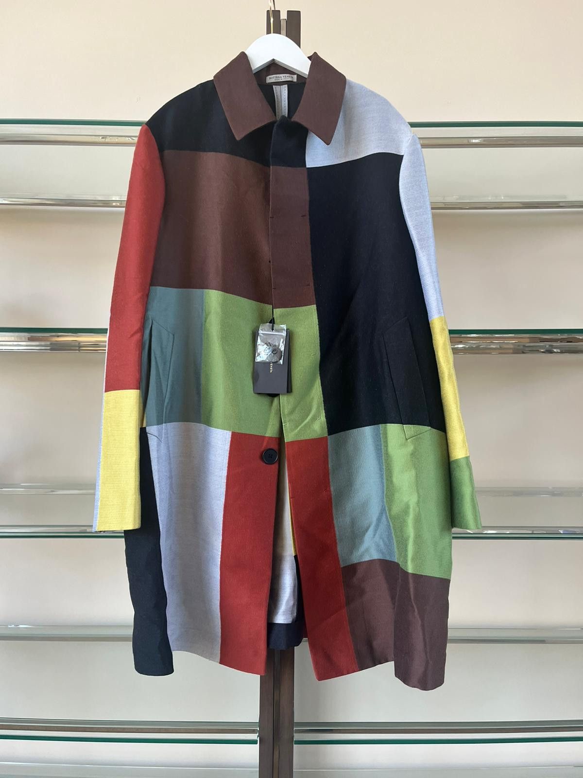 Bottega Veneta Colorblock Wool Silk Coat in Multicolor Size US L / EU 52-54 / 3 - 3 Thumbnail
