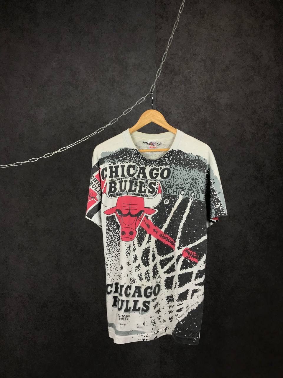image of Chicago Bulls Nba Vintage Overprinted Made In Usa Tee, Men's (Size Large)