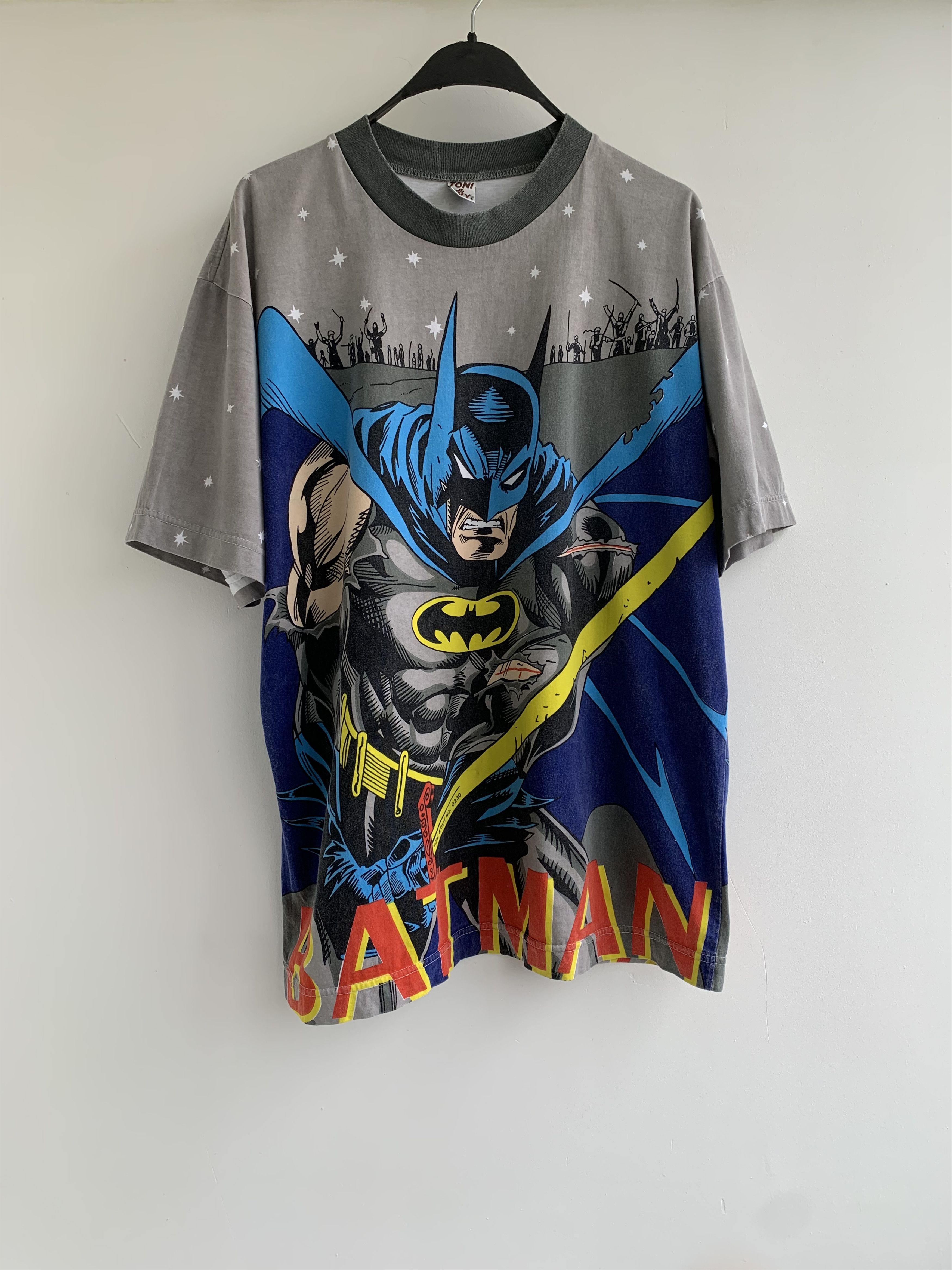 image of Vintage Batman T Shirt Over Print, Men's (Size XL)