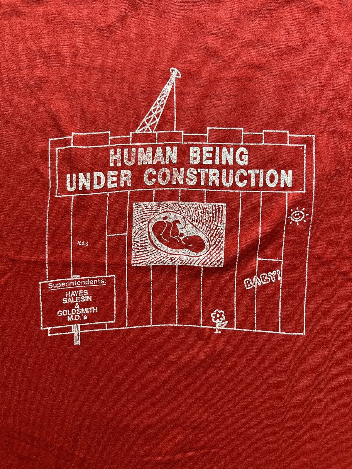 Vintage Vintage 80s Human Being Under Construction Baby Graphic Tee Size US XL / EU 56 / 4 - 2 Thumbnail