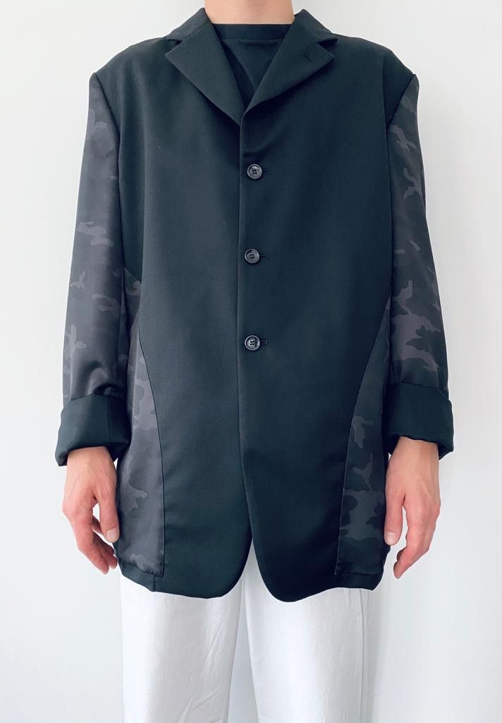 Comme des garcons mixed media blazer in camo print