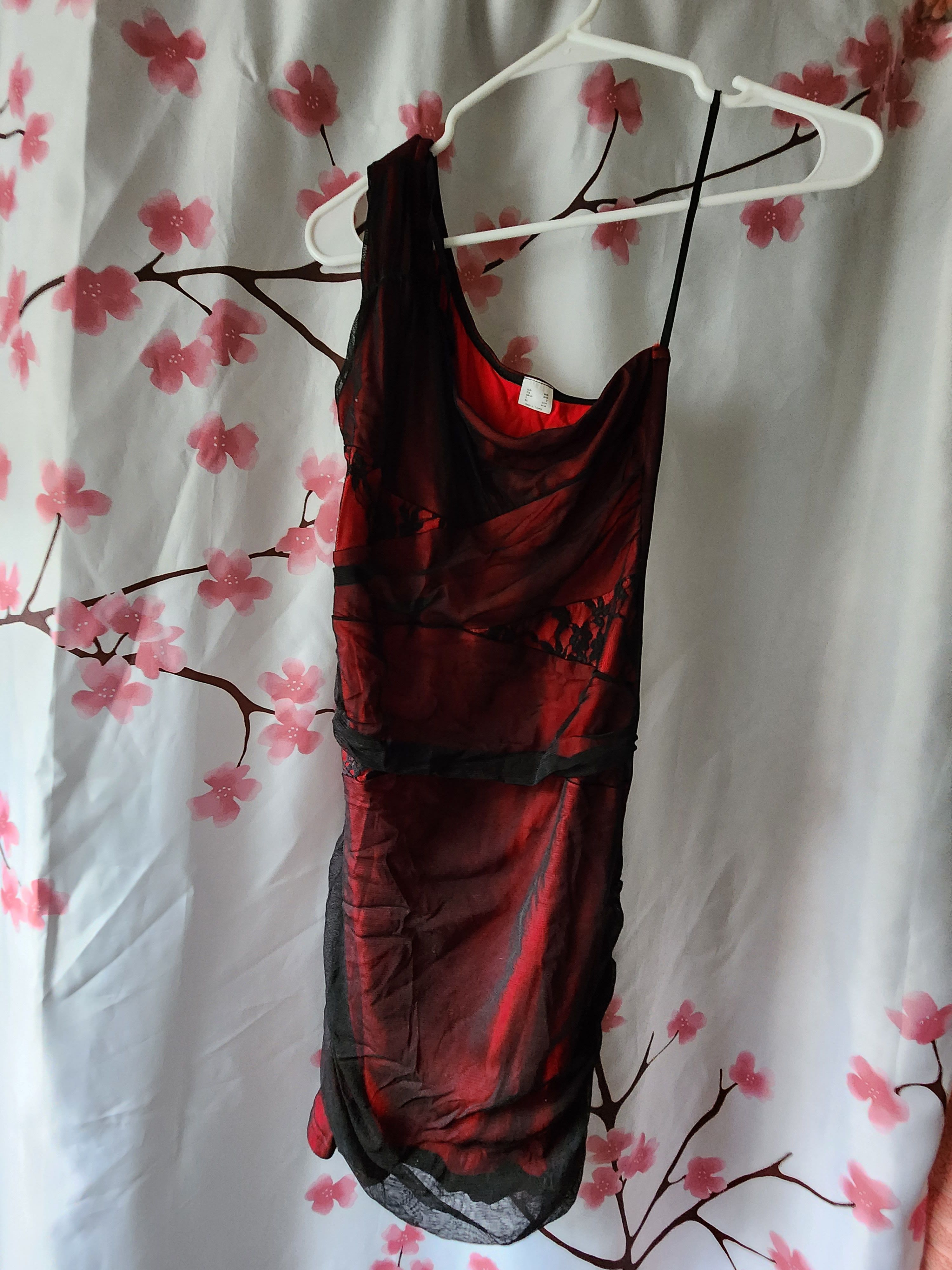 Other Off Shoulder Sweetheart Red Black Floral Lace Dress Size S Size S / US 4 / IT 40 - 1 Thumbnail