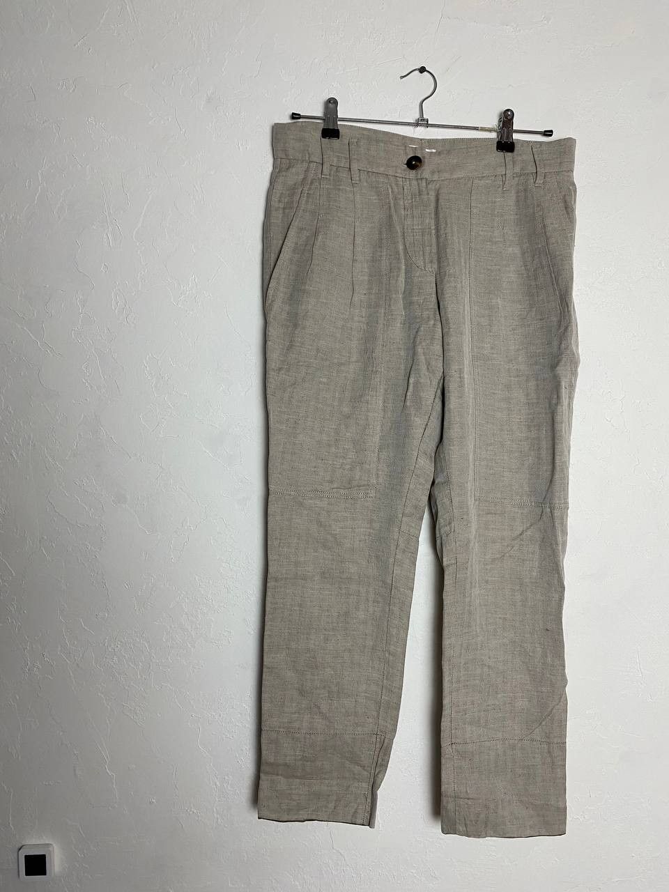 Brunello Cuinelli pants cotton linen beige size I 42 USA 6