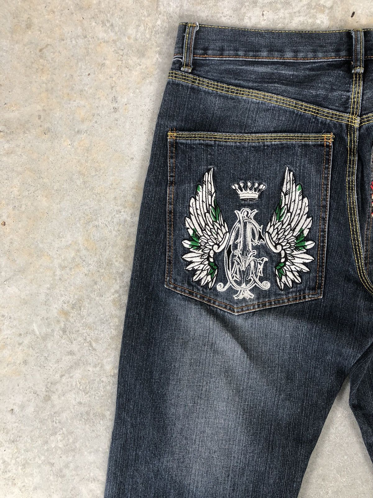 Christian Audigier Vintage Christian Audigier Embroidered Jeans Size US 35 - 9 Thumbnail