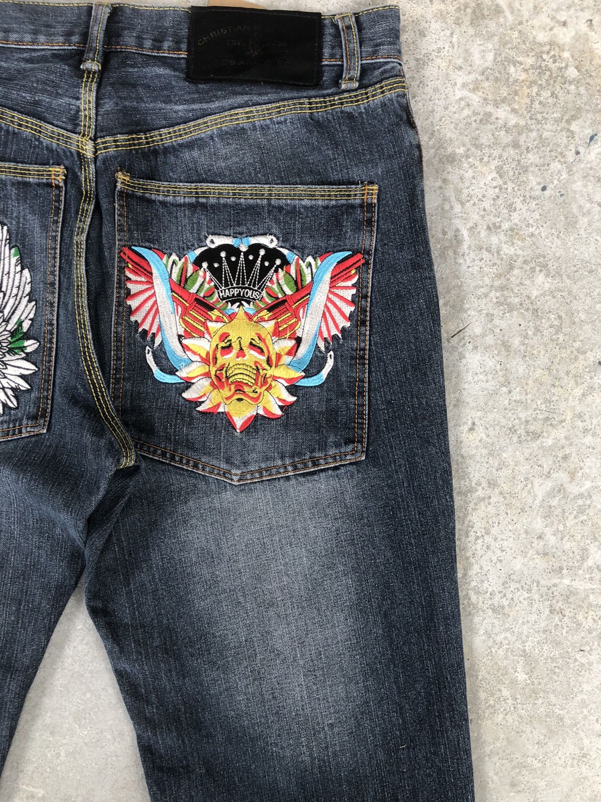 Christian Audigier Vintage Christian Audigier Embroidered Jeans Size US 35 - 10 Thumbnail