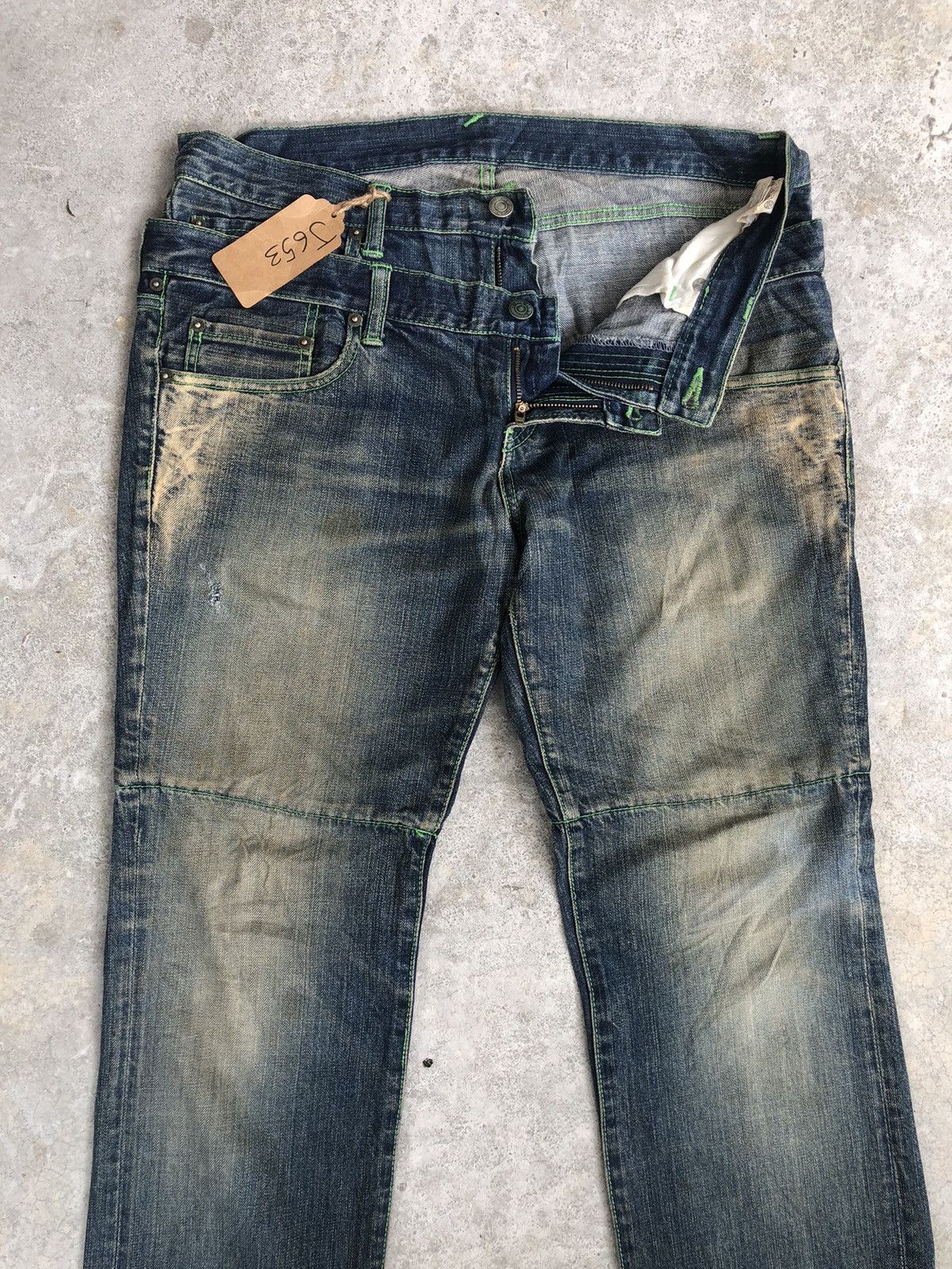 PPFM PPFM Double Waist Distressed Jeans Size US 33 - 3 Thumbnail