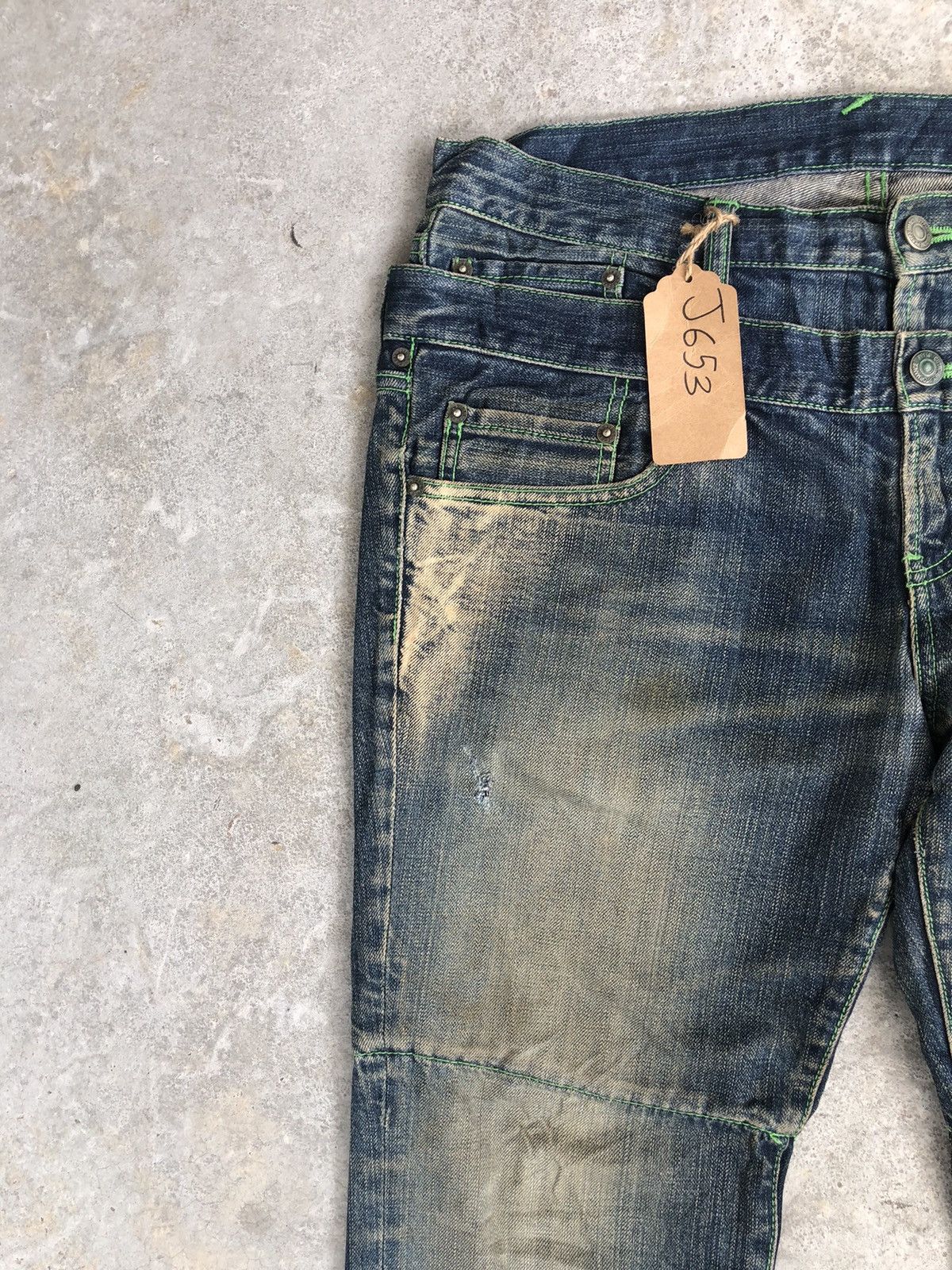 PPFM PPFM Double Waist Distressed Jeans Size US 33 - 4 Thumbnail