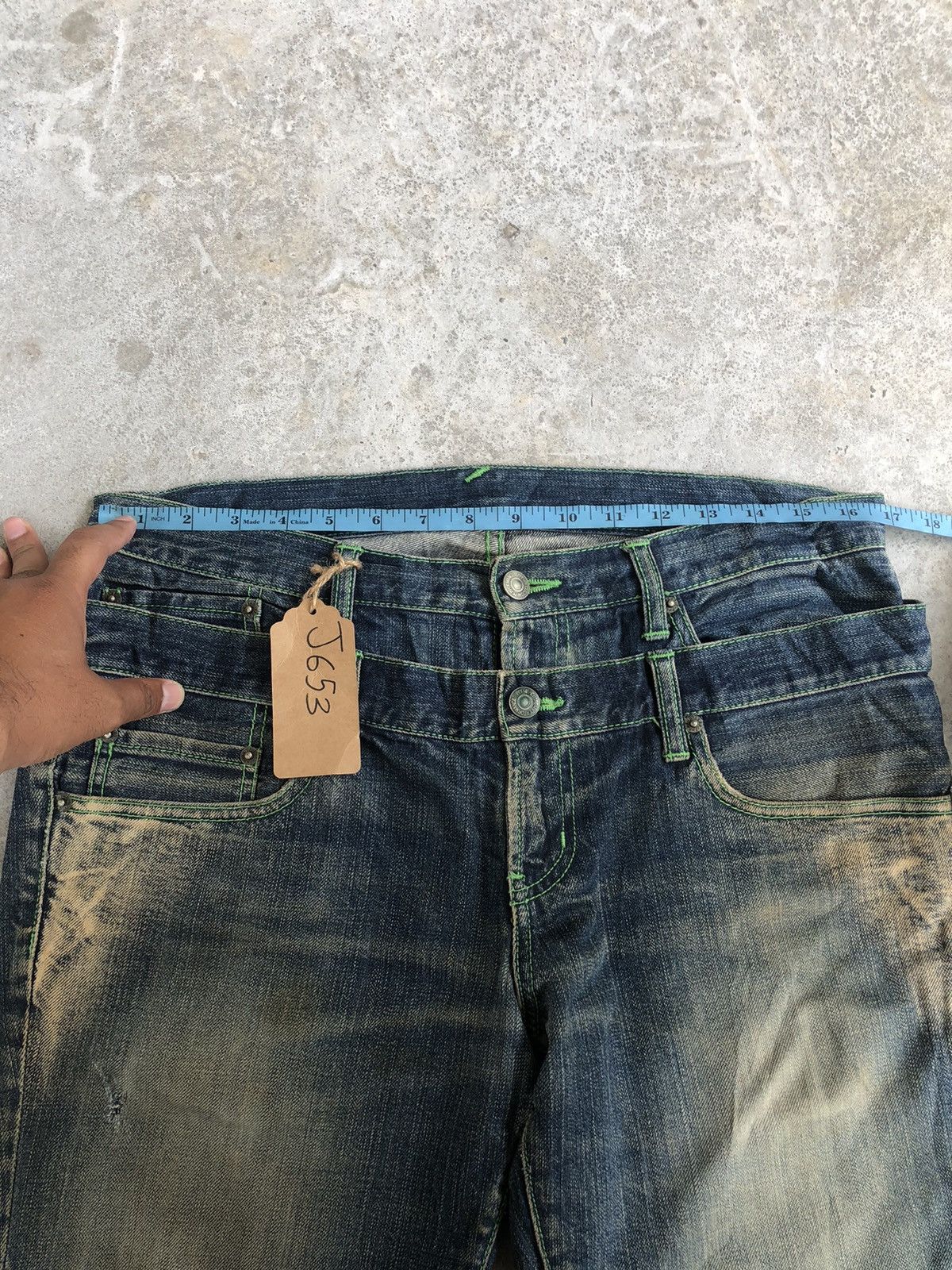 PPFM PPFM Double Waist Distressed Jeans Size US 33 - 20 Thumbnail
