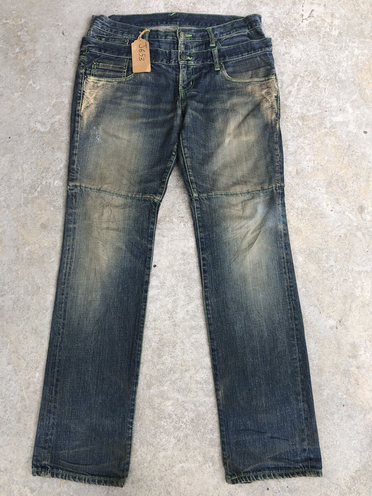 PPFM PPFM Double Waist Distressed Jeans Size US 33 - 1 Thumbnail