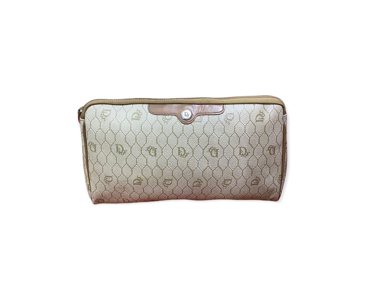 VINTAGE CHRISTIAN DIOR HONEYCOMB COATED CANVAS CLUTCH BAG