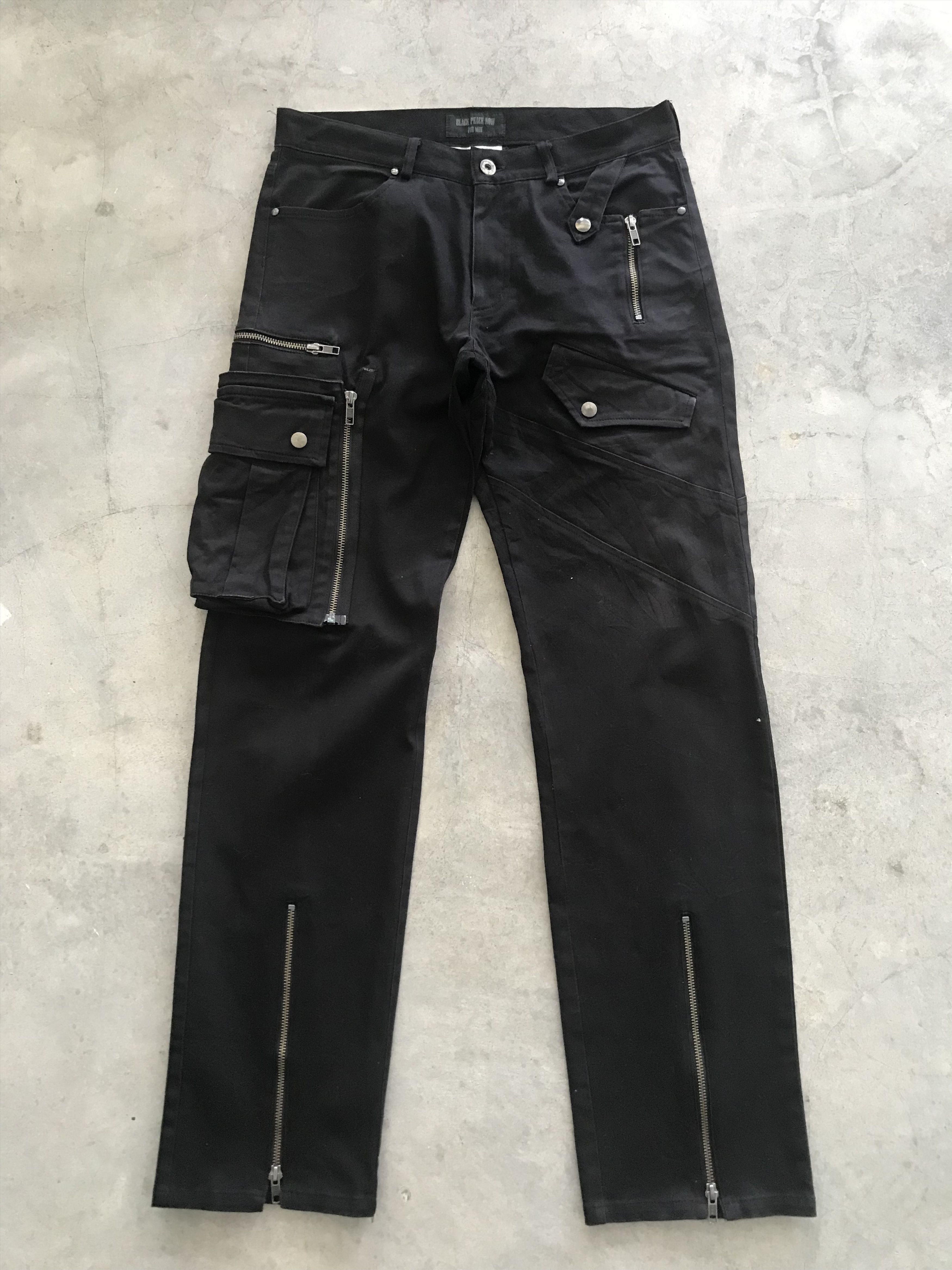 Designer BLACK PEACE NOW Japan Punk Zipper Cargo Pant Size US 30 / EU 46 - 3 Thumbnail