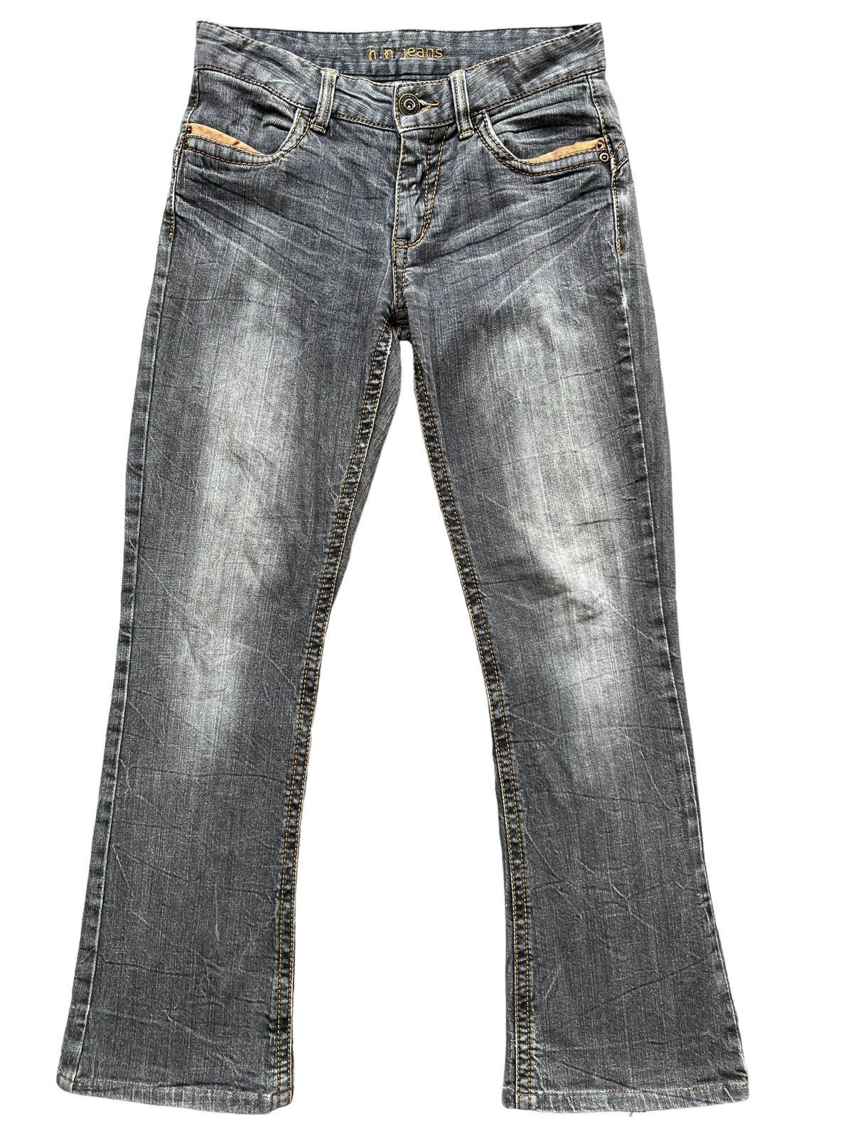Japanese Brand Hiromichi Nakano Japan Faded Denim Charcoal Flare Jeans Size 29" - 2 Thumbnail