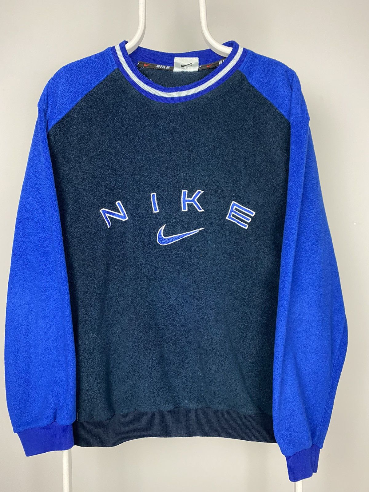 Nike × Vintage Nike vintage spell out fleece sweatshirt center swoosh Size US L / EU 52-54 / 3 - 1 Thumbnail