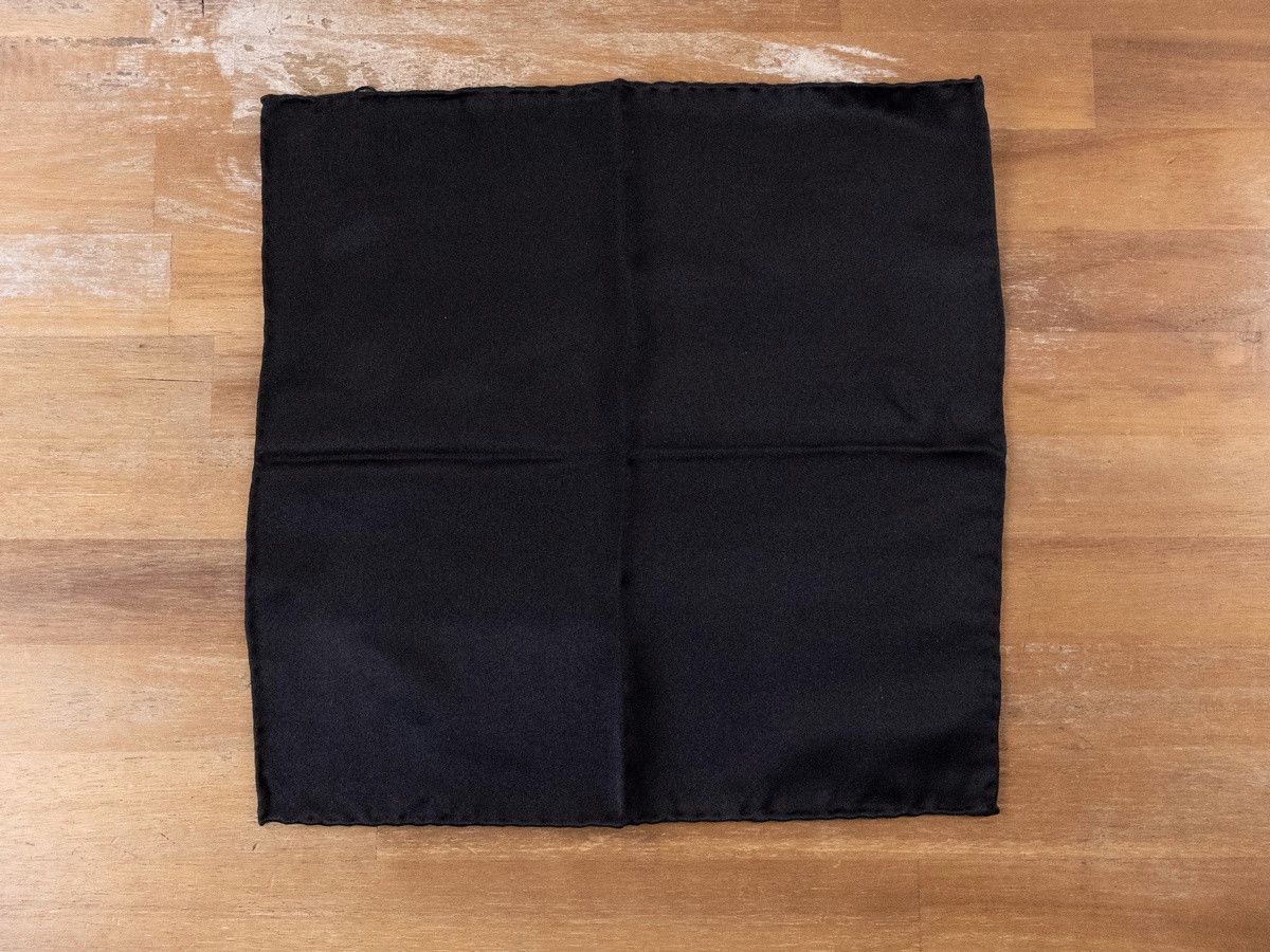 CORNELIANI solid black silk pocket square authentic