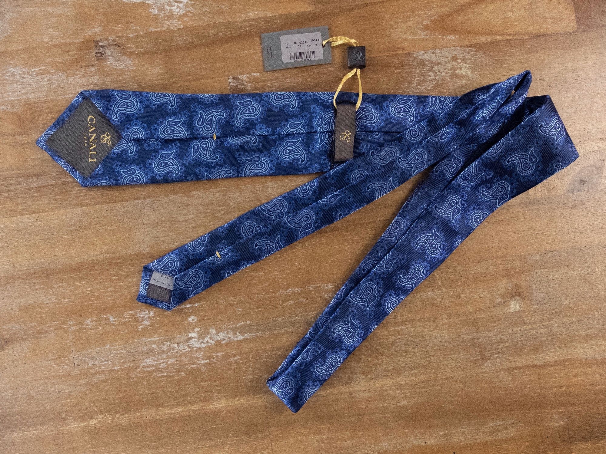 Canali CANALI blue paisley motif woven silk tie authentic NWT Size ONE SIZE - 2 Thumbnail