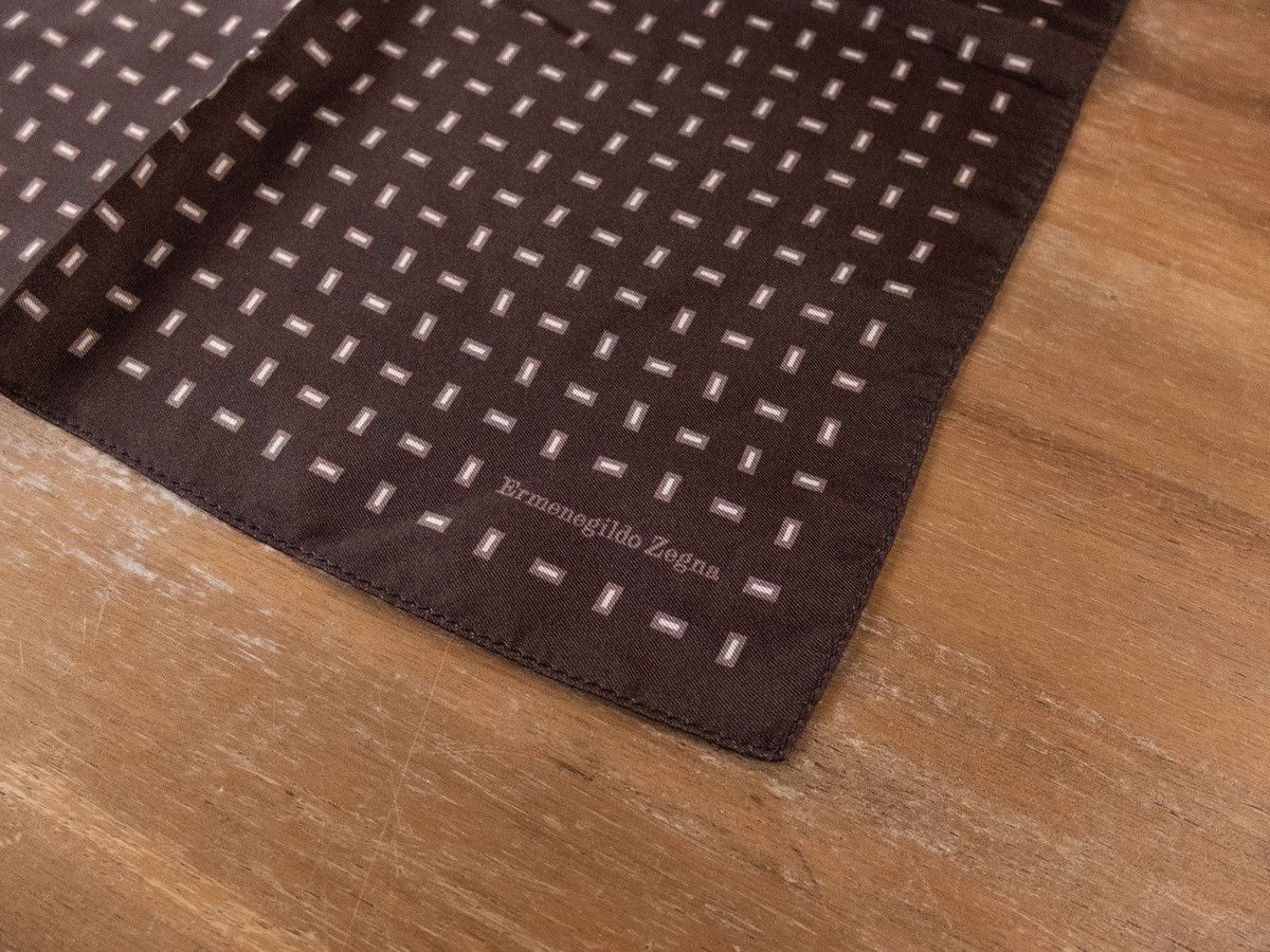 Ermenegildo Zegna ERMENEGILDO ZEGNA brown beige silk pocket square authentic Size ONE SIZE - 2 Thumbnail