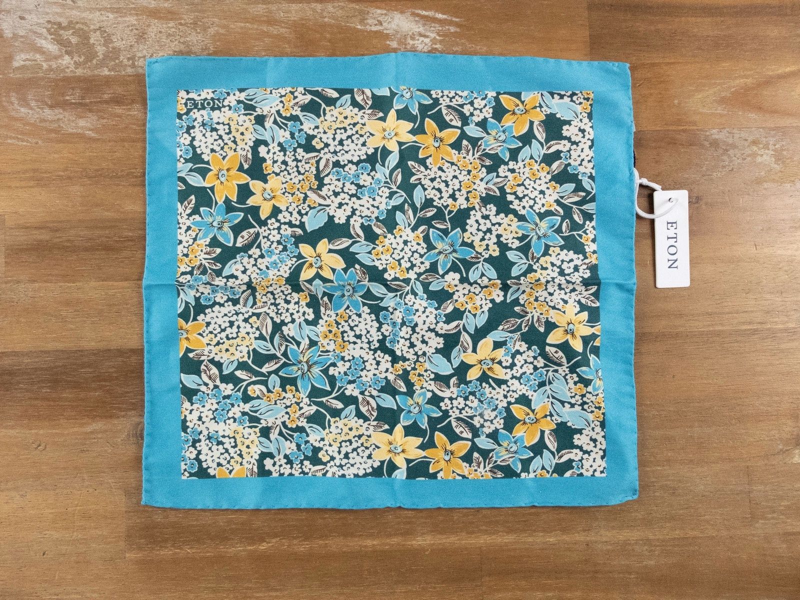 Eton ETON of Sweden blue floral cotton silk blend pocket square Size ONE SIZE - 1 Thumbnail