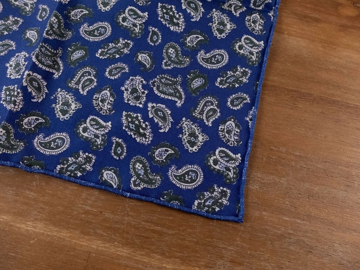 Isaia ISAIA Napoli blue paisley reversible silk pocket square Size ONE SIZE - 2 Thumbnail