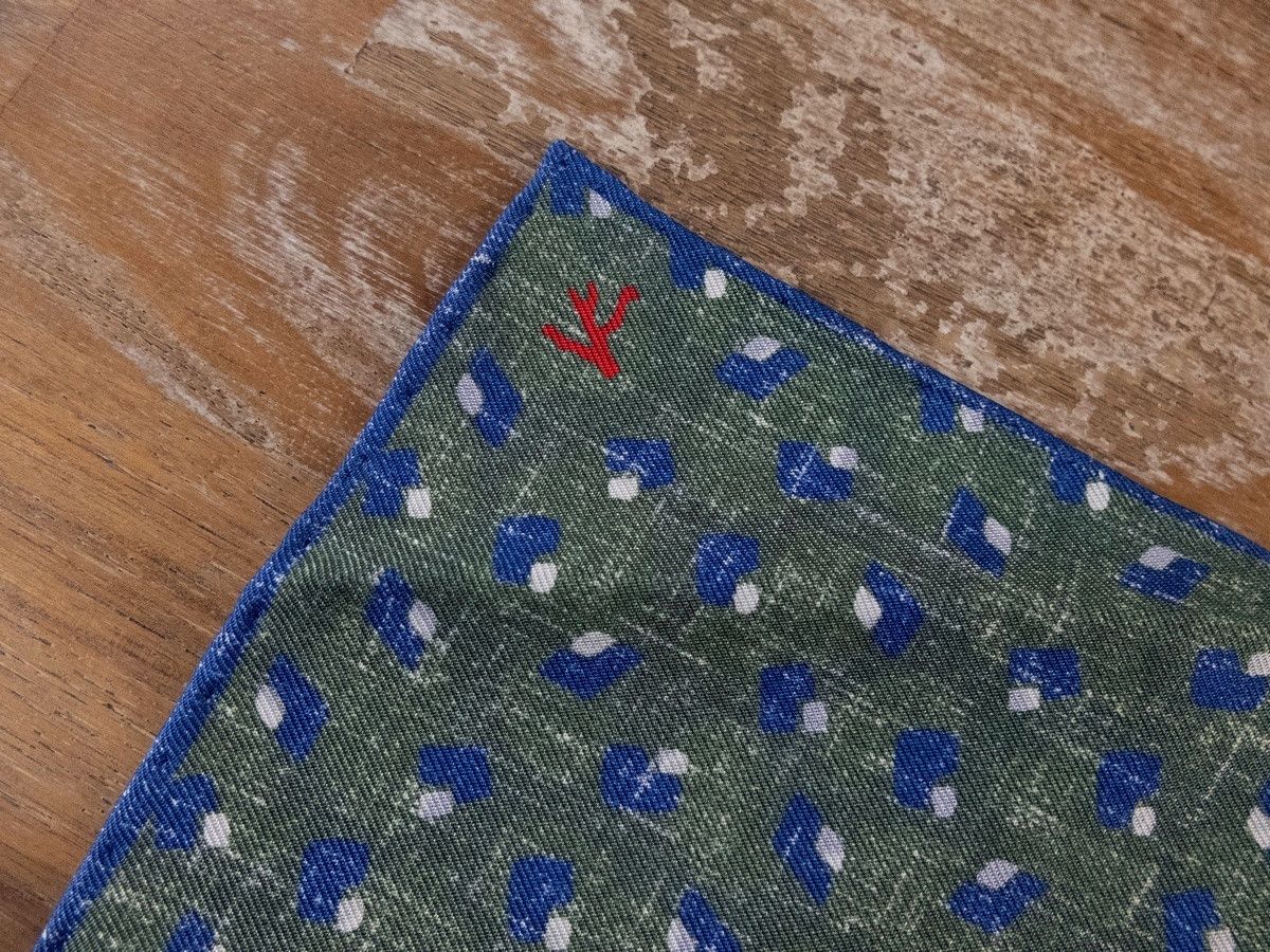 Isaia ISAIA Napoli blue paisley reversible silk pocket square Size ONE SIZE - 5 Thumbnail
