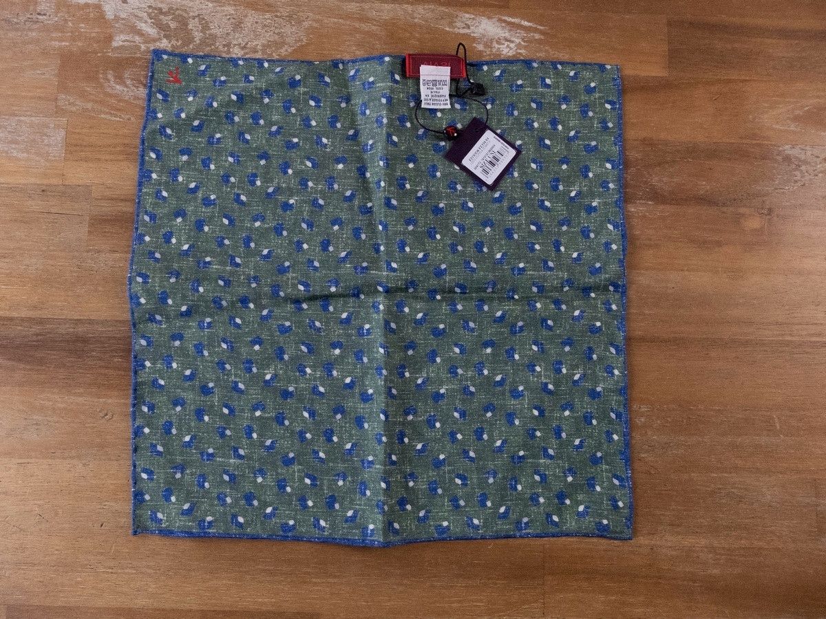 Isaia ISAIA Napoli blue paisley reversible silk pocket square Size ONE SIZE - 3 Thumbnail