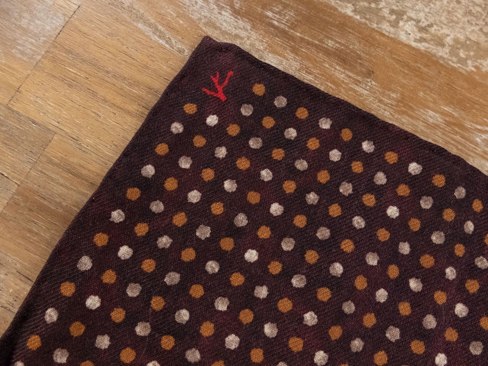 Isaia ISAIA dark red polka dots print wool silk pocket square Size ONE SIZE - 2 Thumbnail