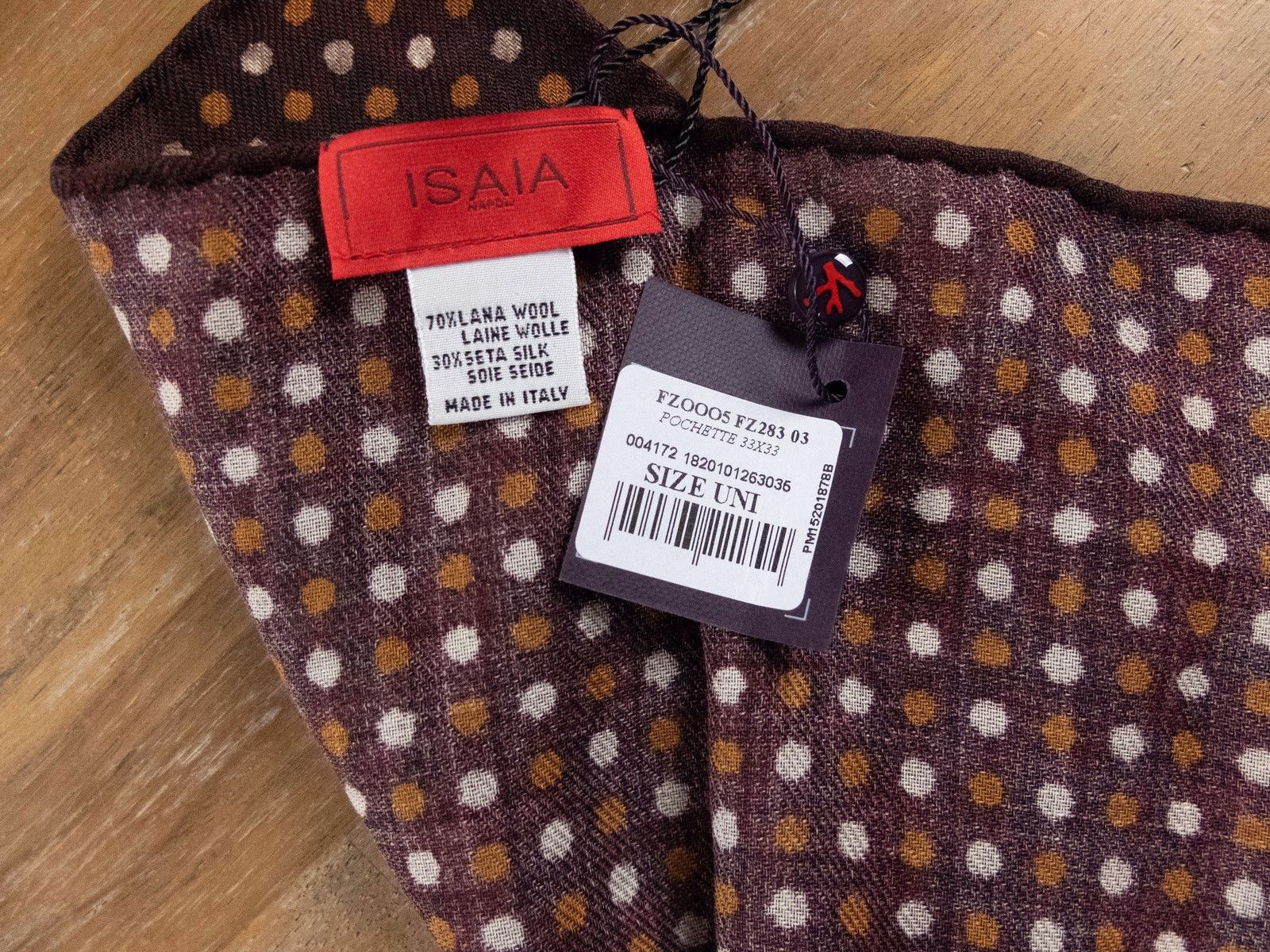 Isaia ISAIA dark red polka dots print wool silk pocket square Size ONE SIZE - 3 Thumbnail