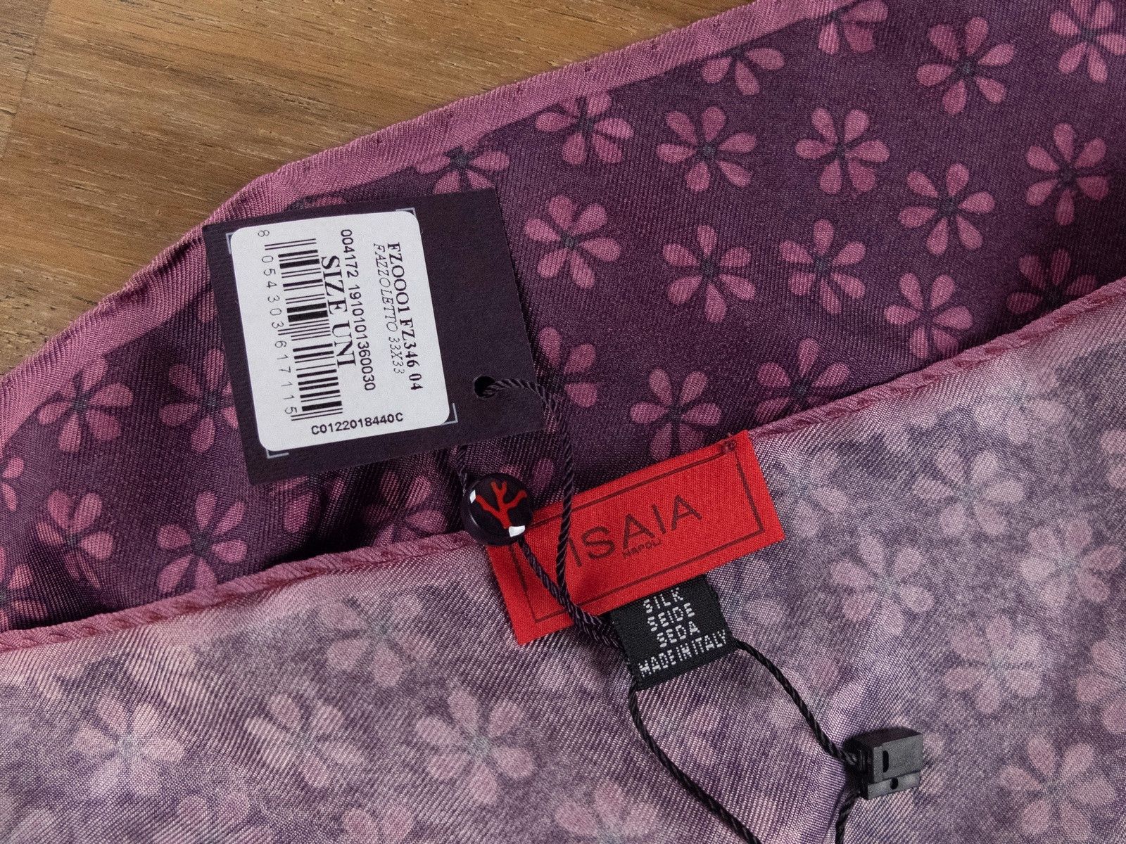 Isaia ISAIA purple floral print silk pocket square authentic NWT Size ONE SIZE - 3 Thumbnail