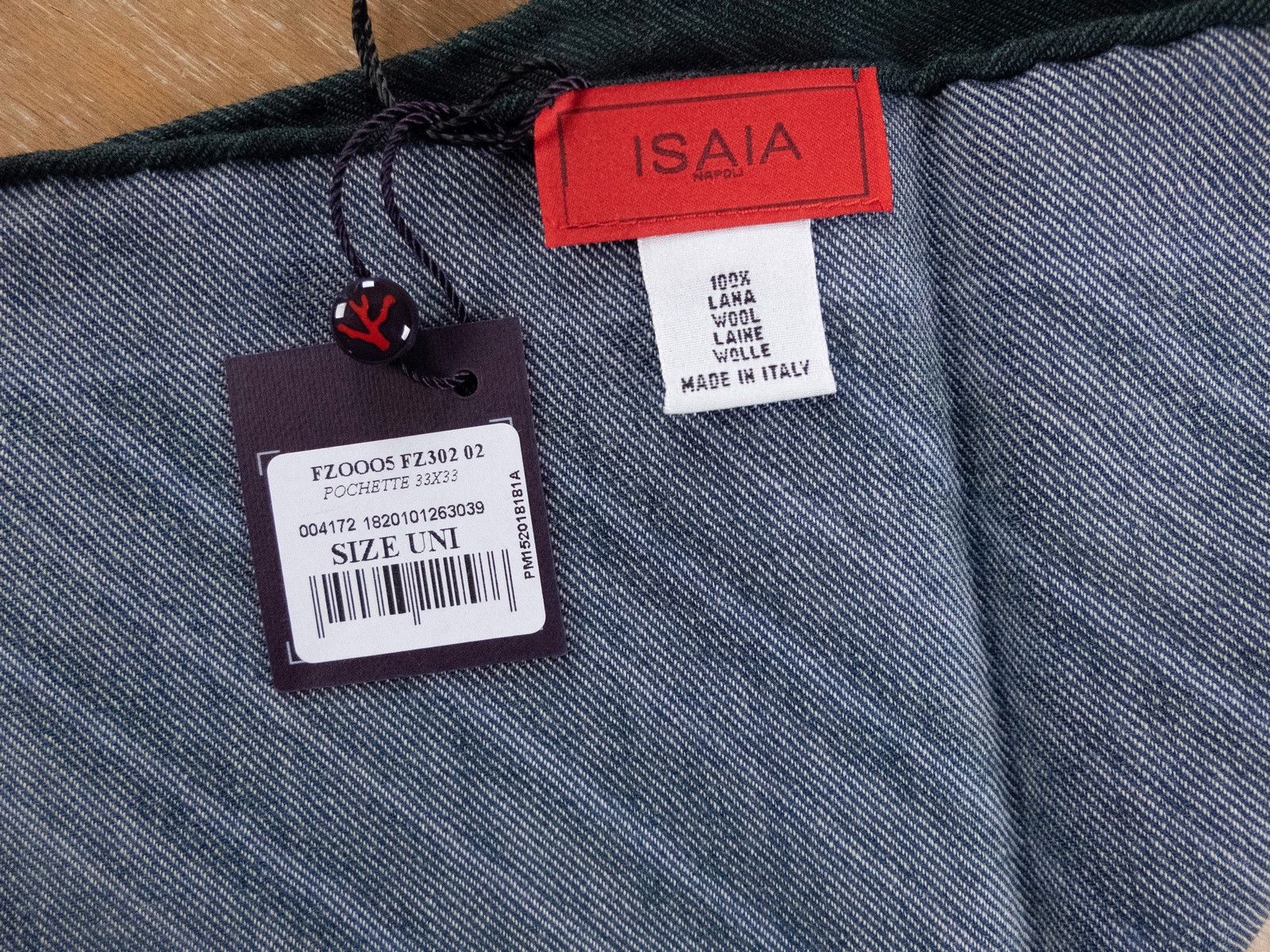 Isaia ISAIA green diagonal striped wool pocket square authentic Size ONE SIZE - 3 Thumbnail