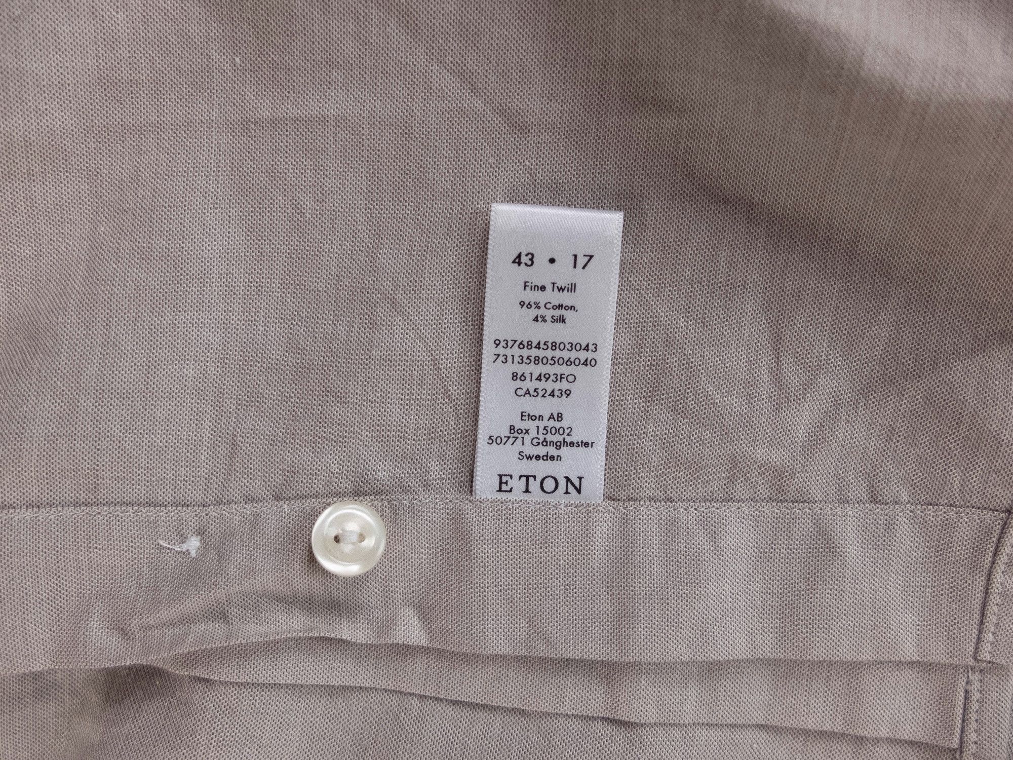 Eton ETON slim-fit lightweight beige cotton silk shirt 43 / 17 Size US L / EU 52-54 / 3 - 5 Thumbnail
