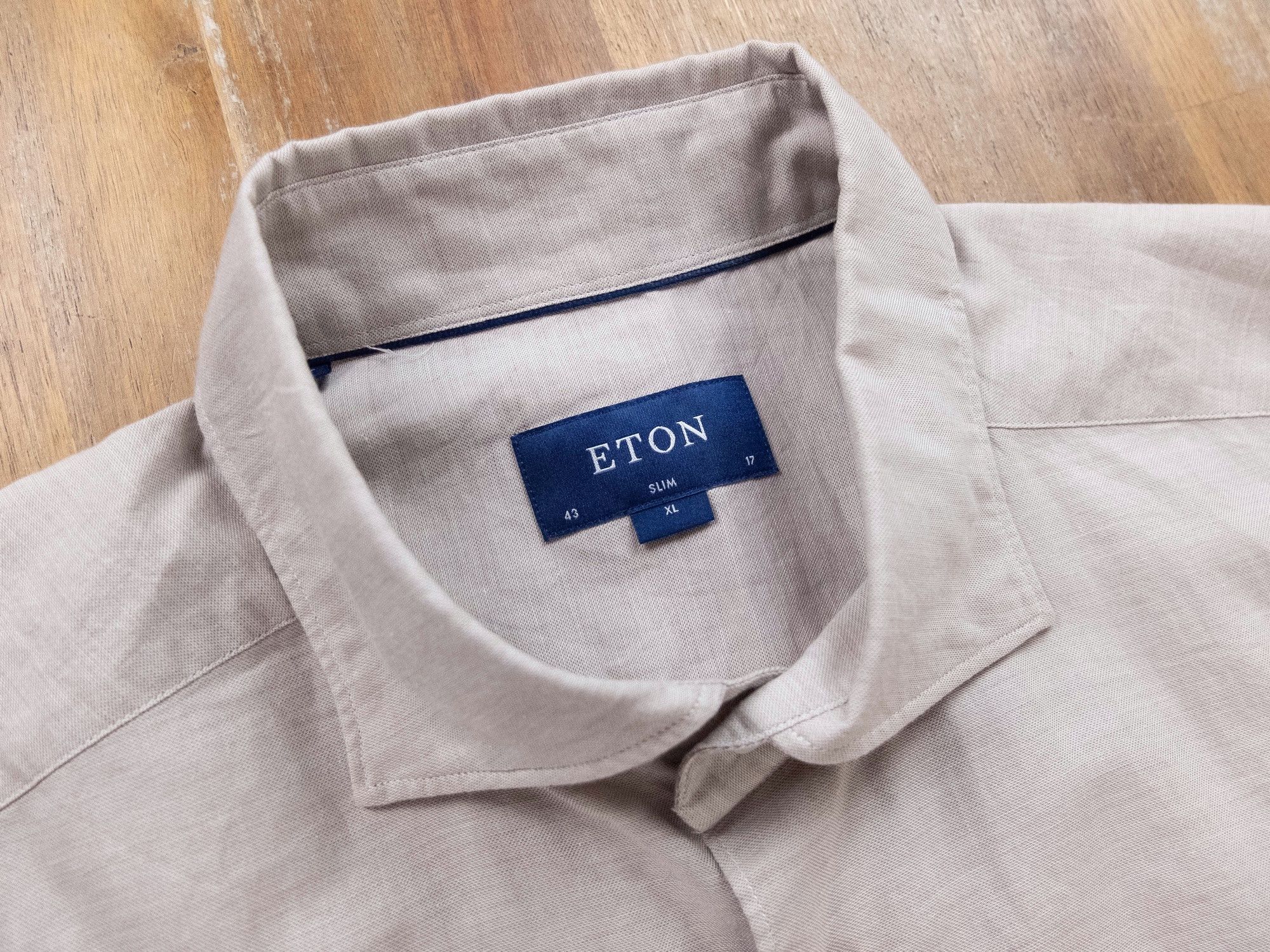 Eton ETON slim-fit lightweight beige cotton silk shirt 43 / 17 Size US L / EU 52-54 / 3 - 3 Thumbnail