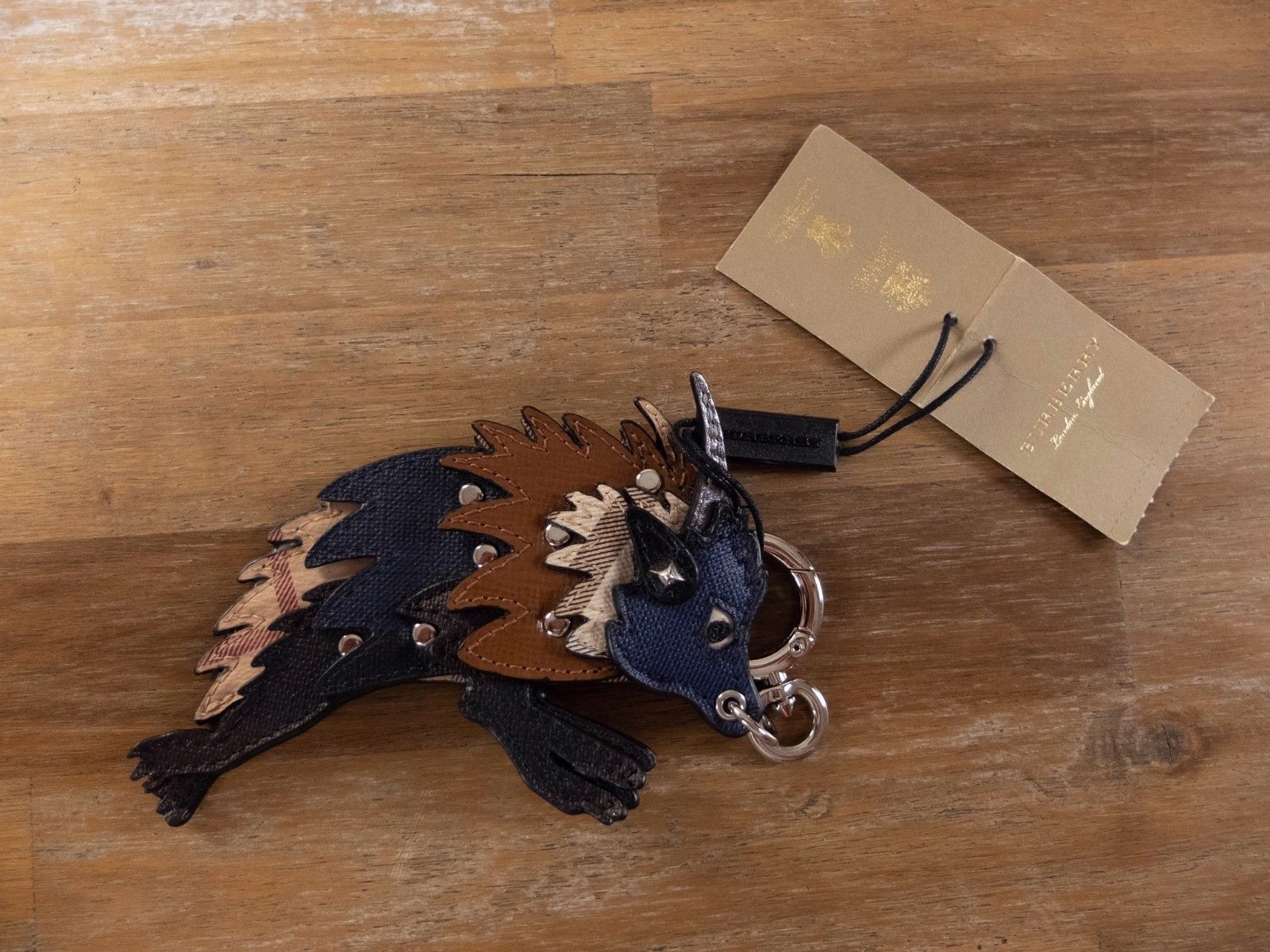image of Burberry Bull Leather Charm Keyring Key Ring Chain - NWT in Mix, Men's