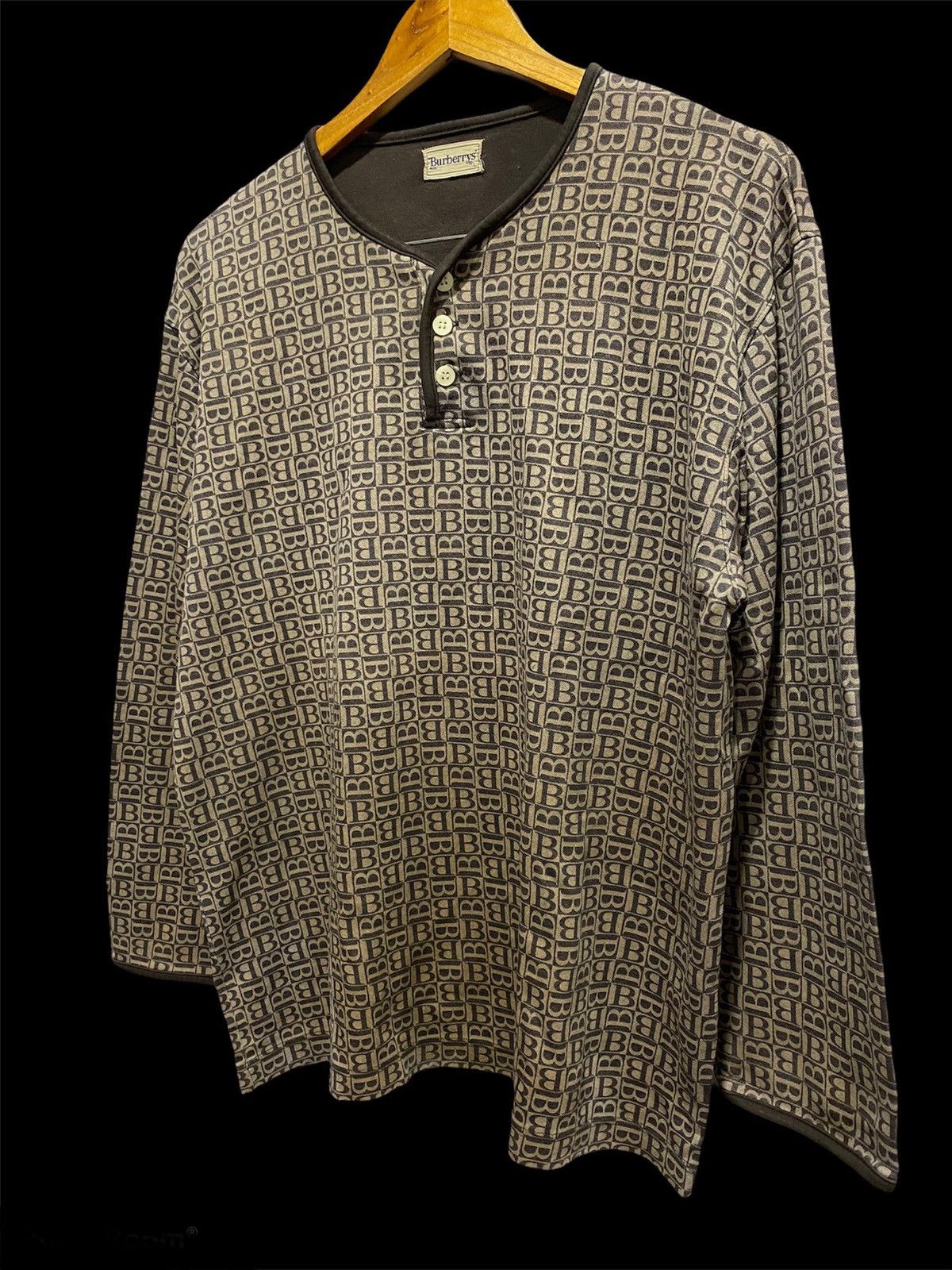 Burberry × Vintage 💥delete 💥 Burberry LOGO B Shirt Long Sleeve Full Print Size US L / EU 52-54 / 3 - 1 Thumbnail