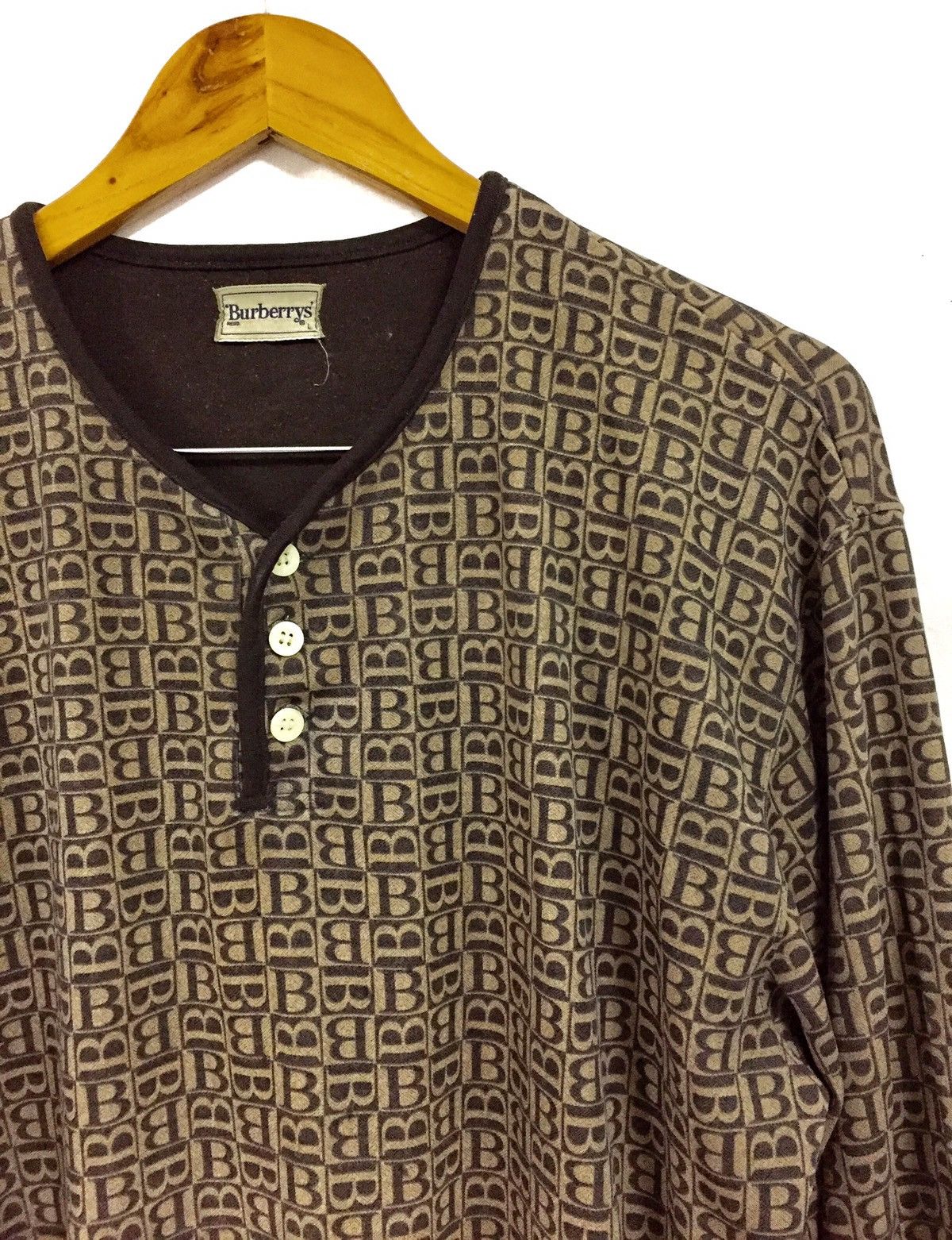 Burberry × Vintage 💥delete 💥 Burberry LOGO B Shirt Long Sleeve Full Print Size US L / EU 52-54 / 3 - 3 Thumbnail
