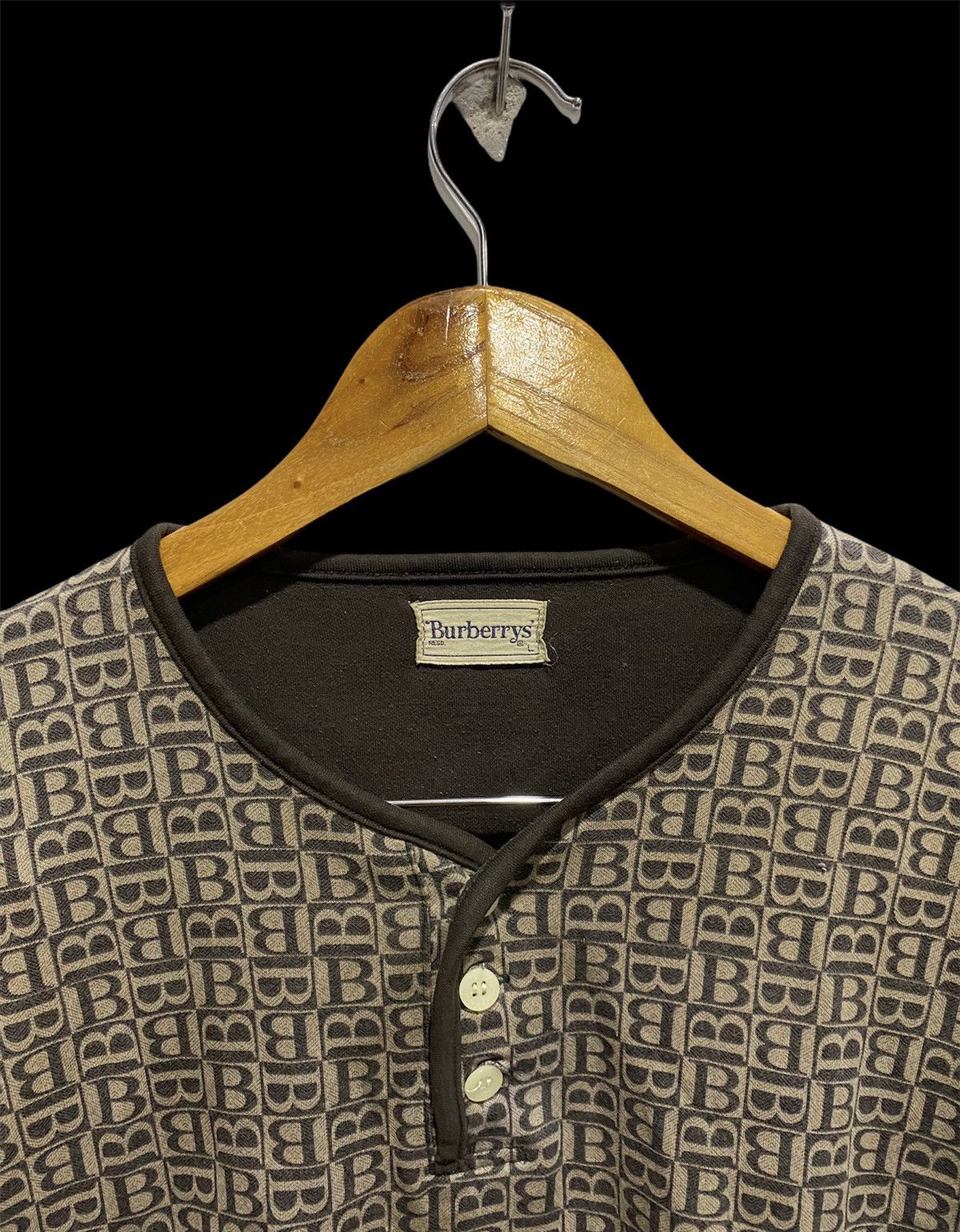 Burberry × Vintage 💥delete 💥 Burberry LOGO B Shirt Long Sleeve Full Print Size US L / EU 52-54 / 3 - 7 Thumbnail