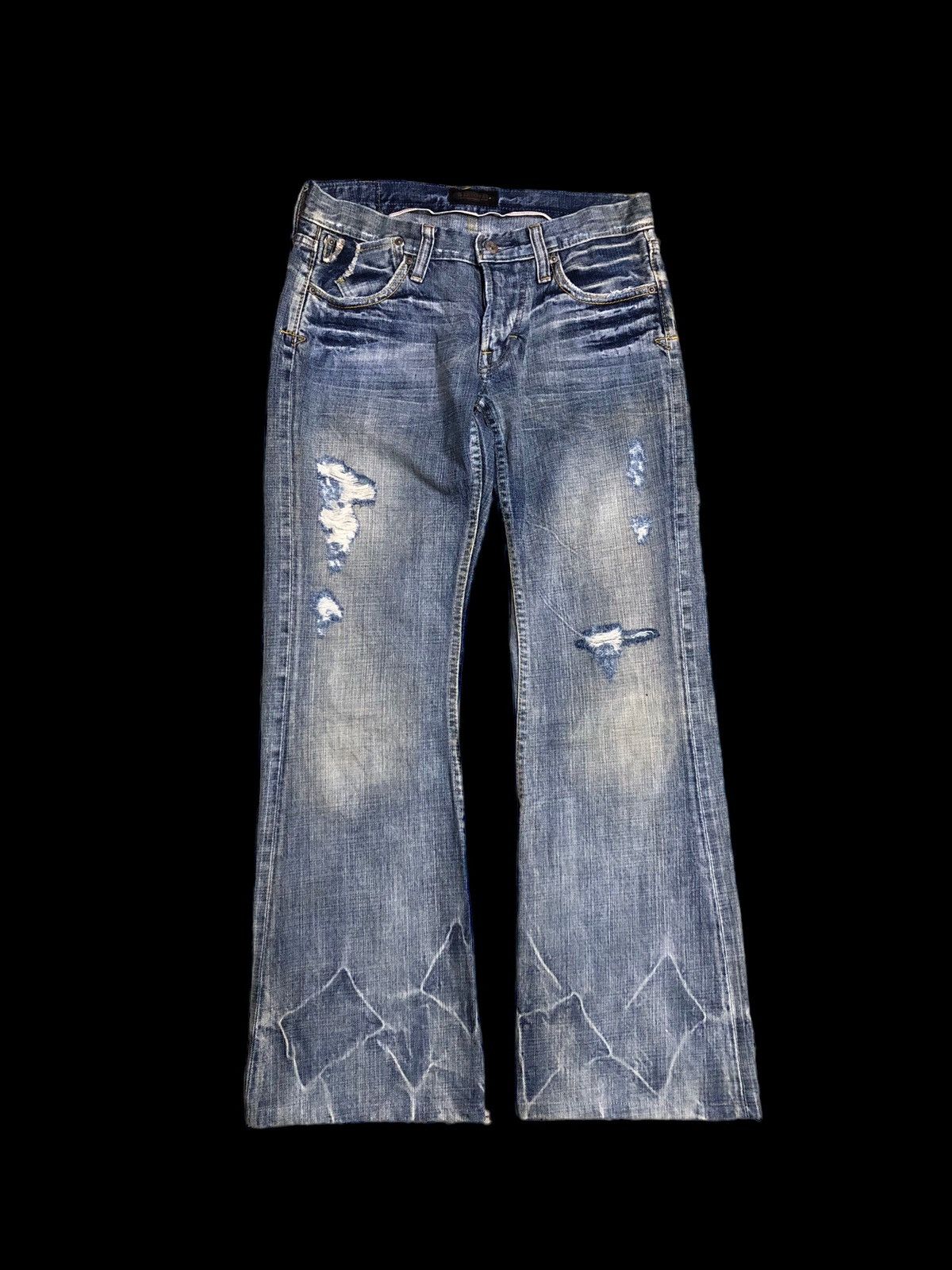 Japanese Brand FLARE SWEET CAMEL SELVEDGE BUCKLE BACK DENIM Size 29" - 1 Thumbnail