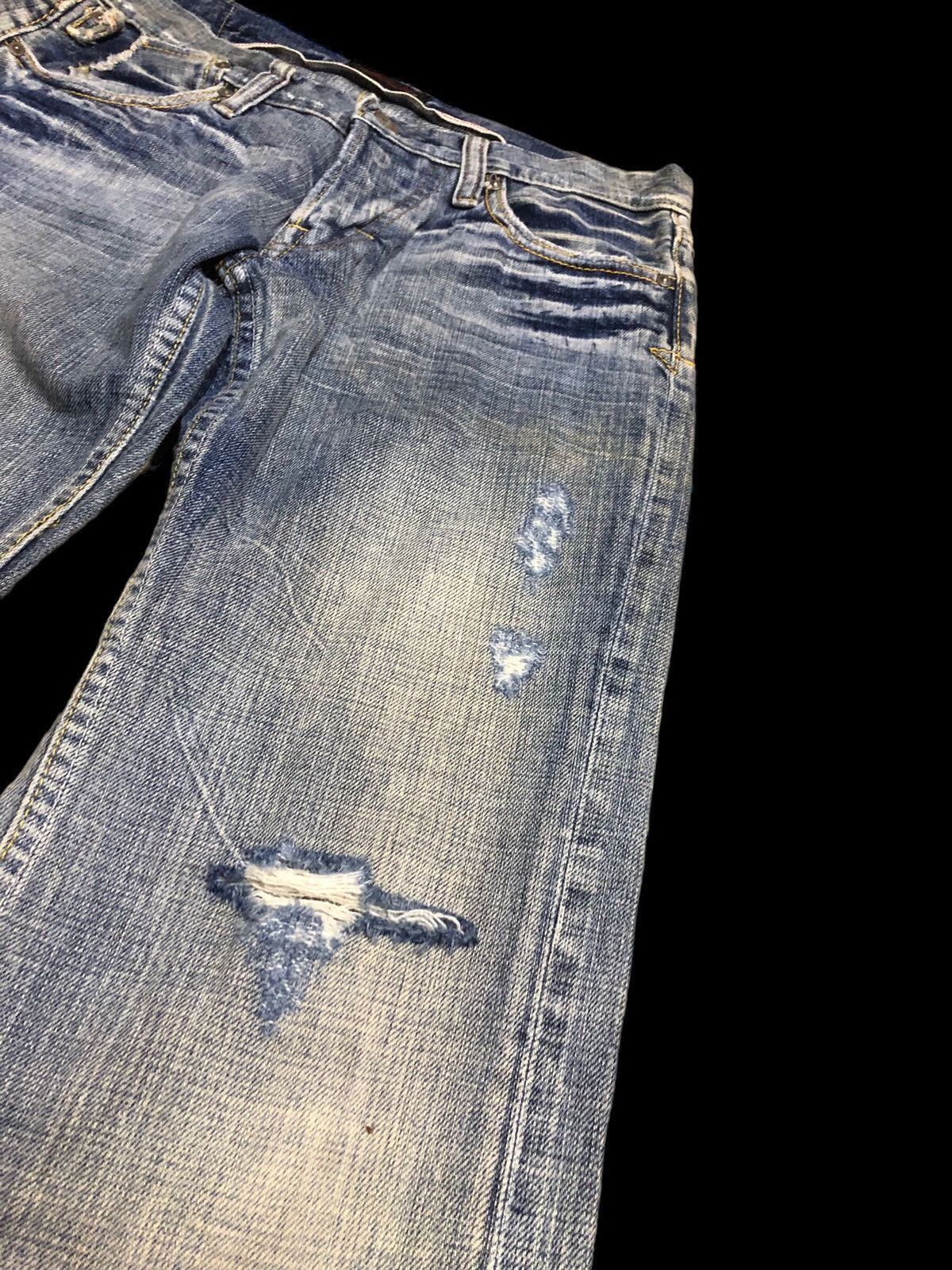 Japanese Brand FLARE SWEET CAMEL SELVEDGE BUCKLE BACK DENIM Size 29" - 4 Thumbnail
