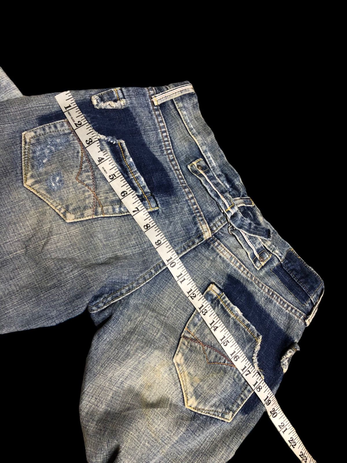 Japanese Brand FLARE SWEET CAMEL SELVEDGE BUCKLE BACK DENIM Size 29" - 10 Thumbnail