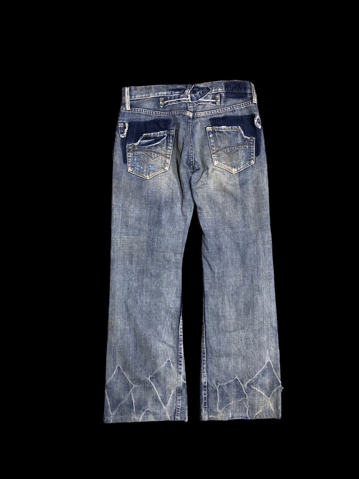 Japanese Brand FLARE SWEET CAMEL SELVEDGE BUCKLE BACK DENIM Size 29" - 2 Thumbnail