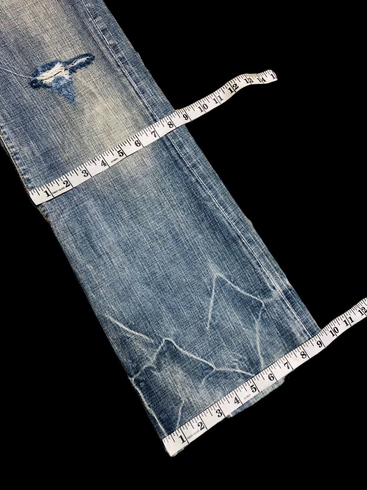 Japanese Brand FLARE SWEET CAMEL SELVEDGE BUCKLE BACK DENIM Size 29" - 9 Thumbnail