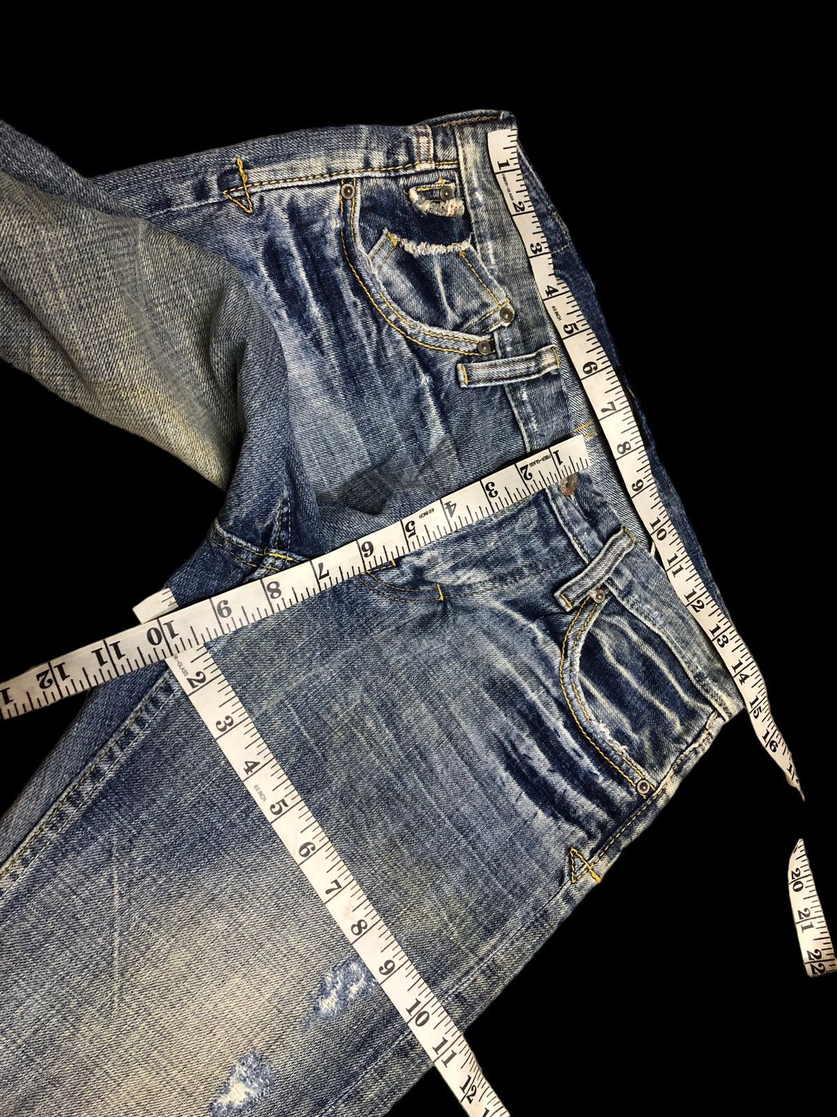 Japanese Brand FLARE SWEET CAMEL SELVEDGE BUCKLE BACK DENIM Size 29" - 8 Thumbnail
