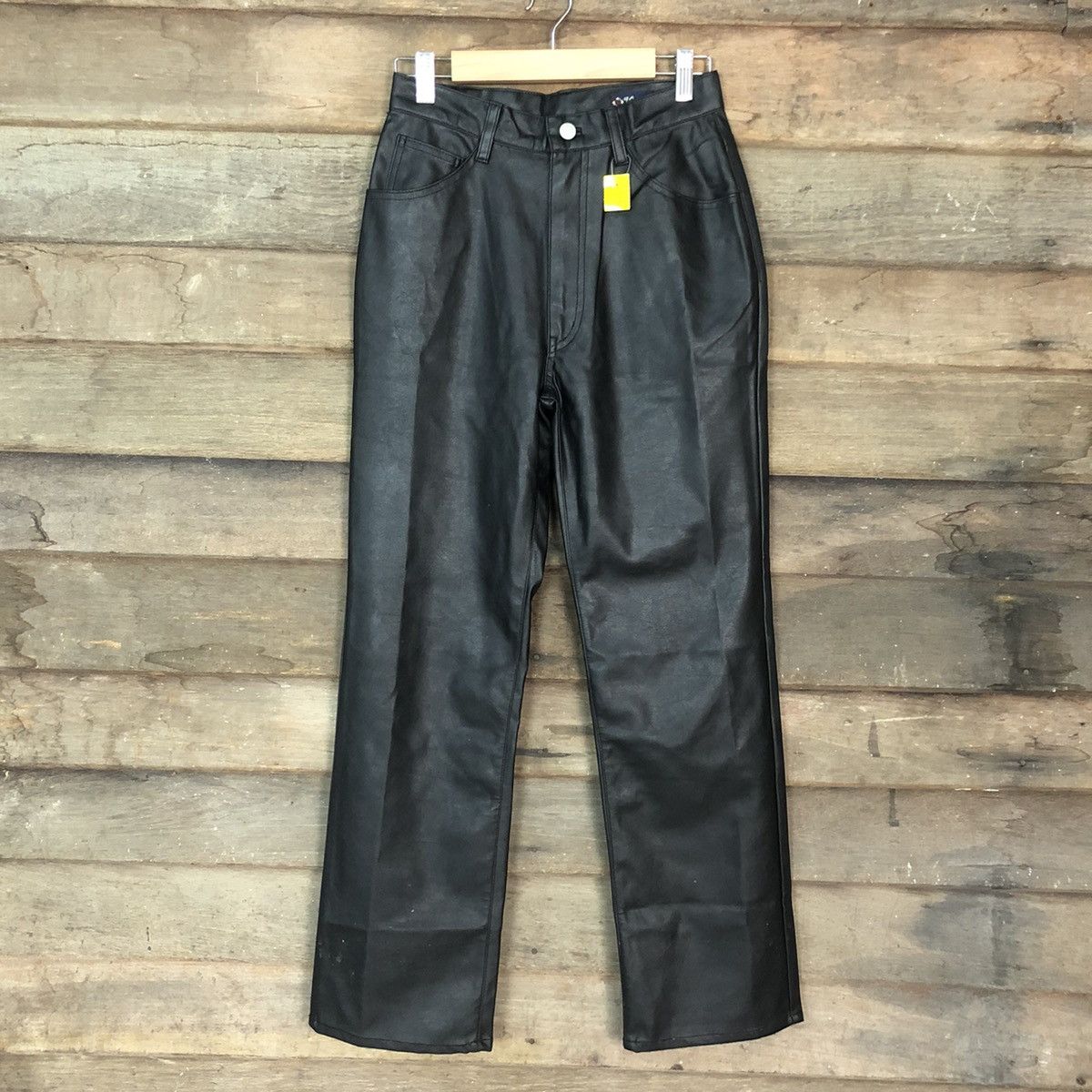 image of Dl Wrangler Black Straight Synthetic Leather Pants 3366, Women's (Size 26)