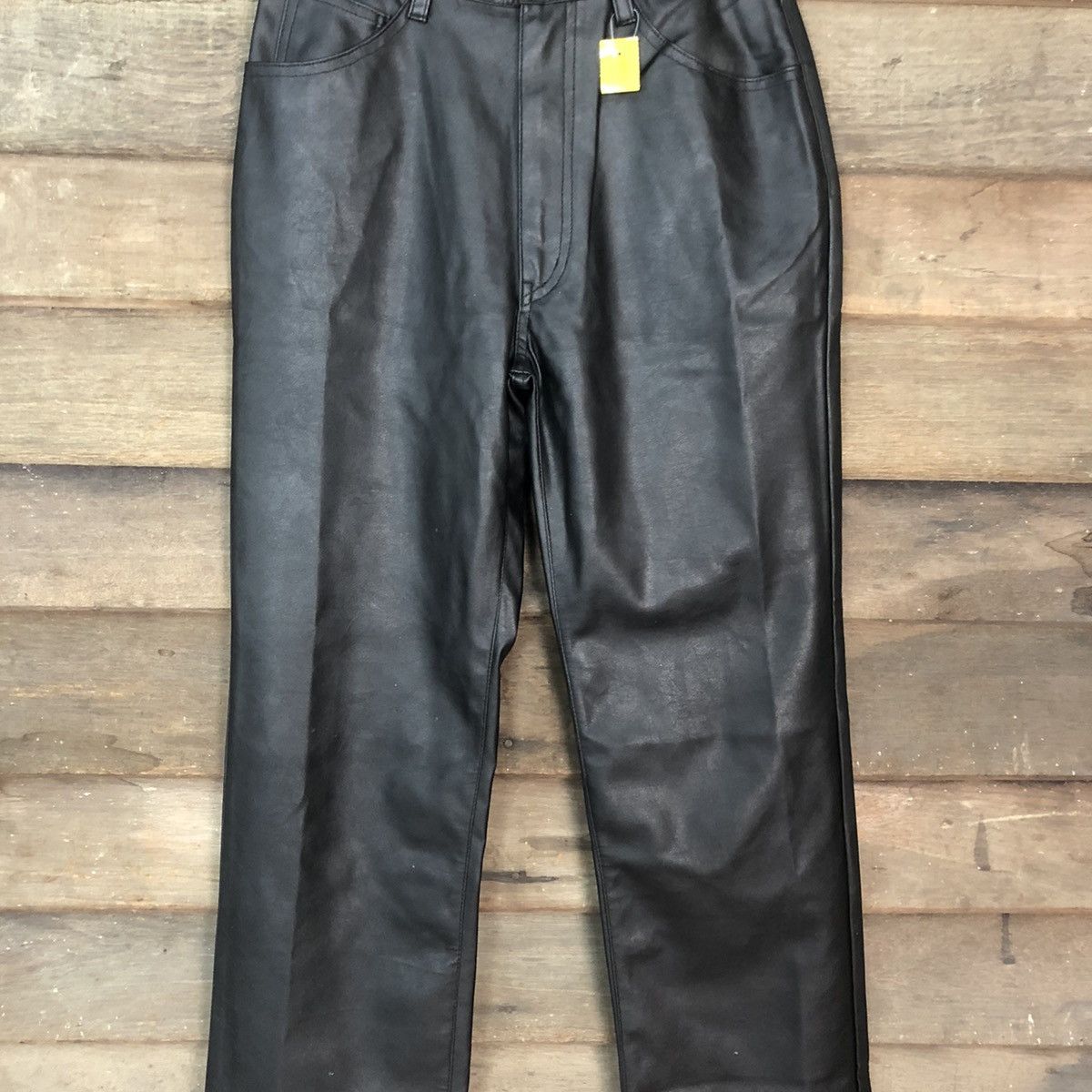 Leather DL Wrangler Black Straight synthetic Leather Pants #3366 Size 26" / US 2 / IT 38 - 4 Thumbnail