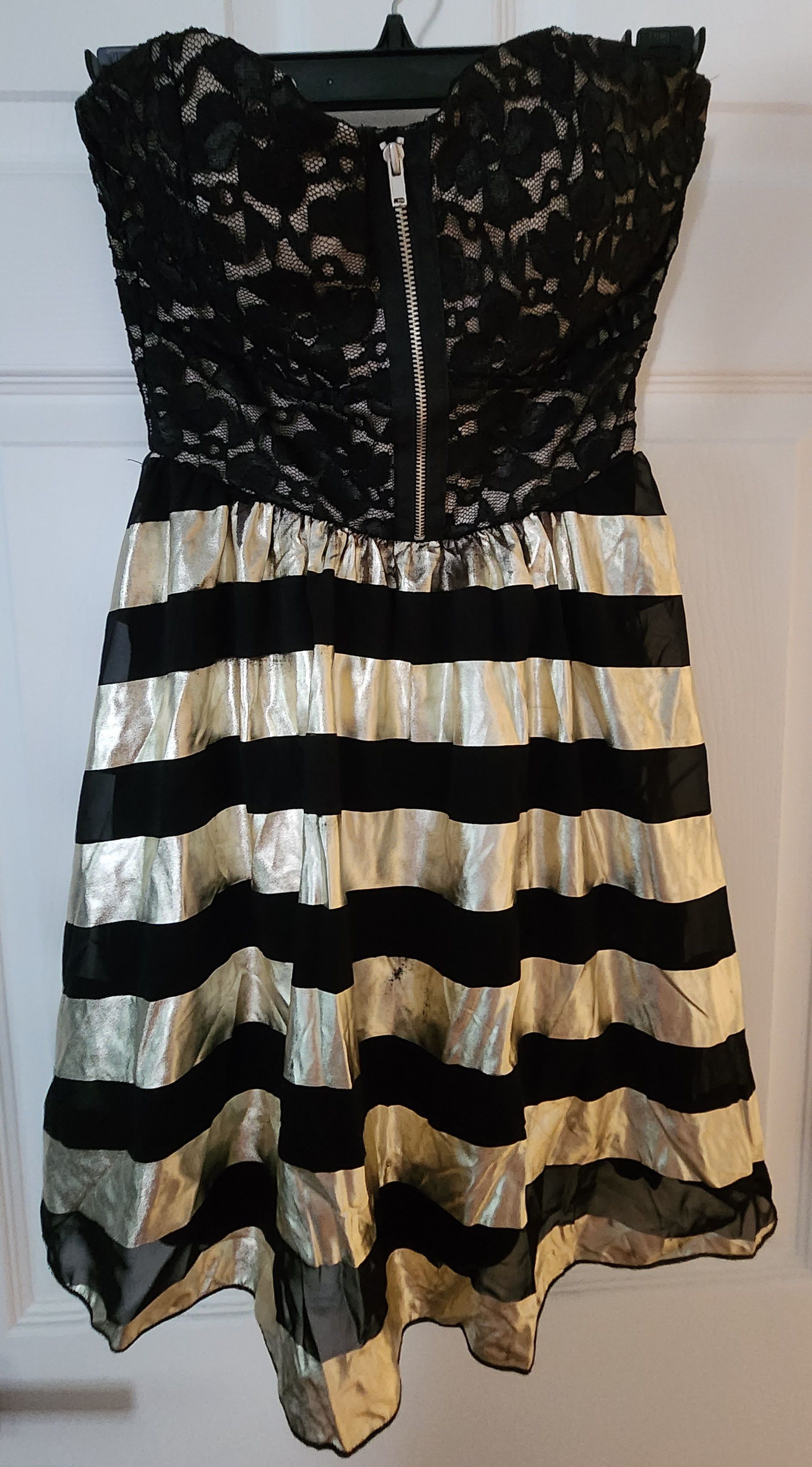 Other Trac Black Gold Stripe Lace Sweetheart Sleeveless Dress S Size S / US 4 / IT 40 - 1 Thumbnail