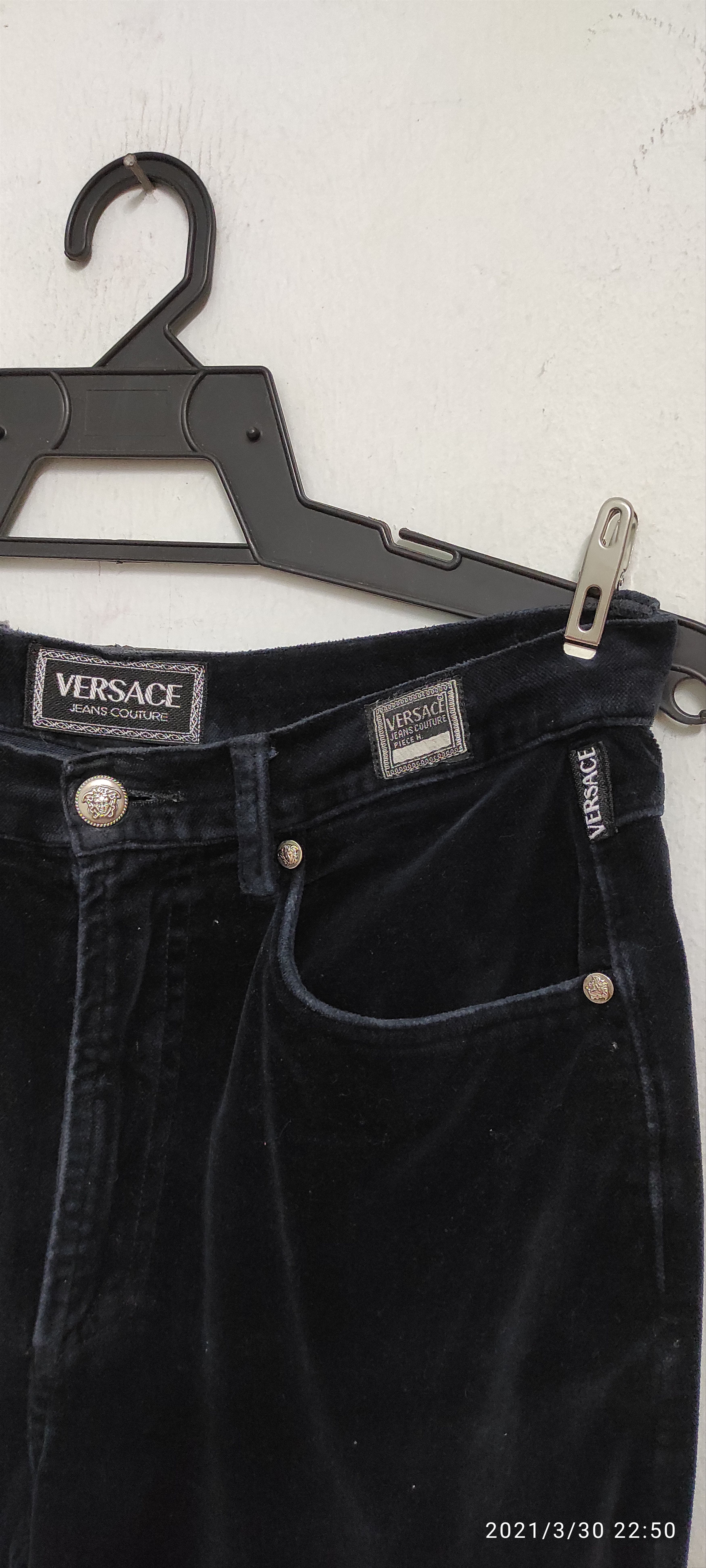 Versace Archive VERSACE JEANS COUTURE Velvet denim pants Size 28" / US 6 / IT 42 - 14 Thumbnail