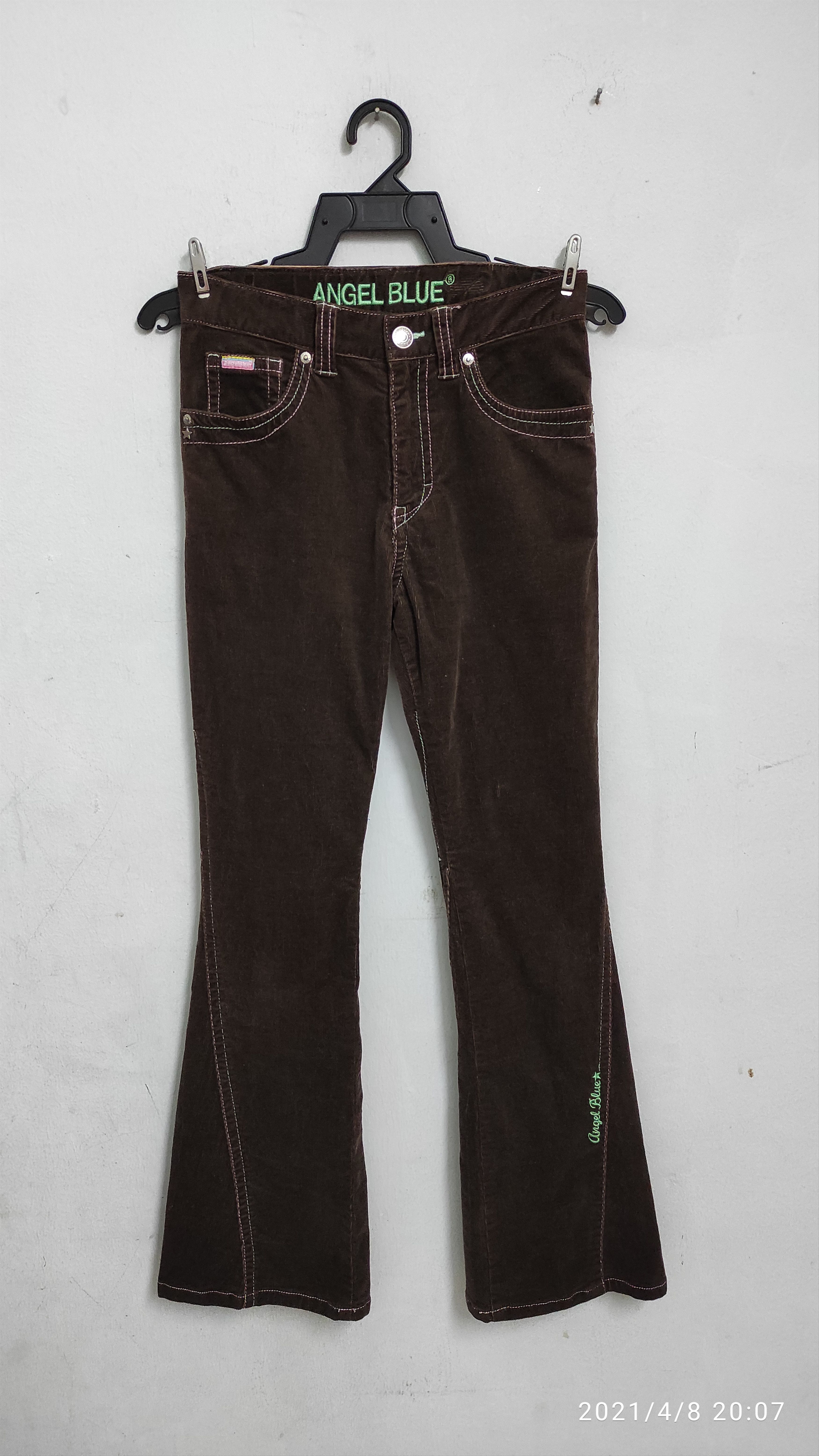 image of Archival Clothing x Hysteric Glamour Archive Angel Blue Velvet Flair Velvet Embroidered Jeans in Br