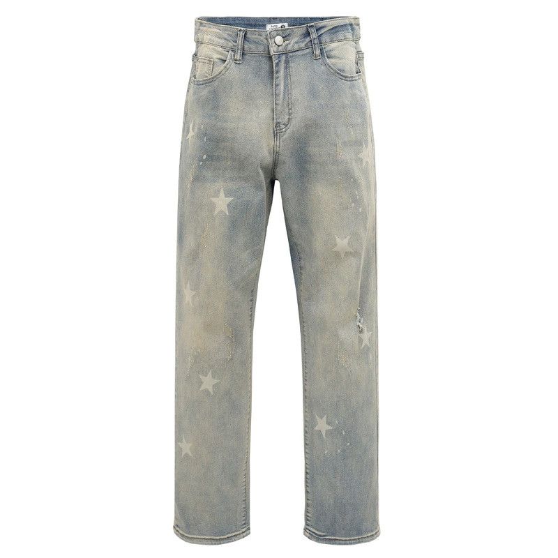 grunge graphic pattern faded jeans