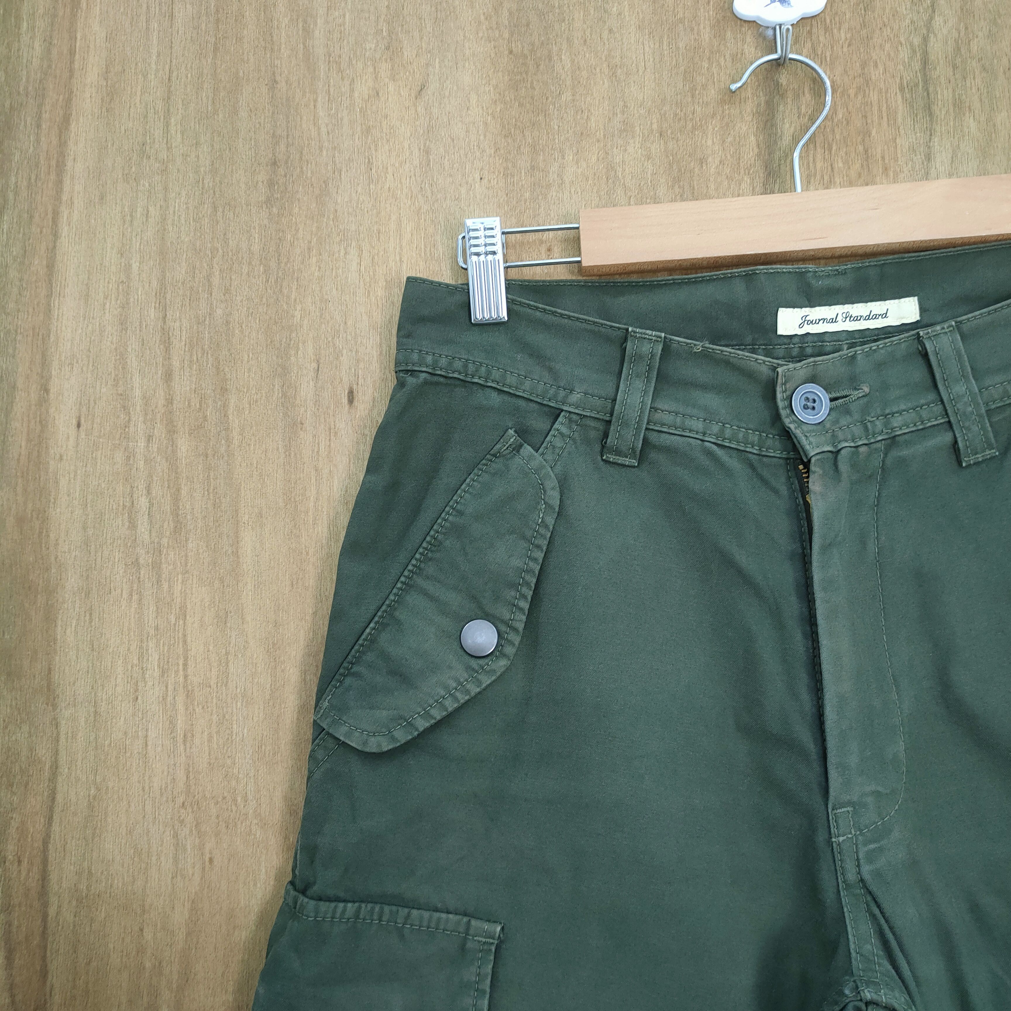 Japanese Brand VINTAGE JOURNAL GREEN CARGO PANTS Size US 30 / EU 46 - 4 Thumbnail